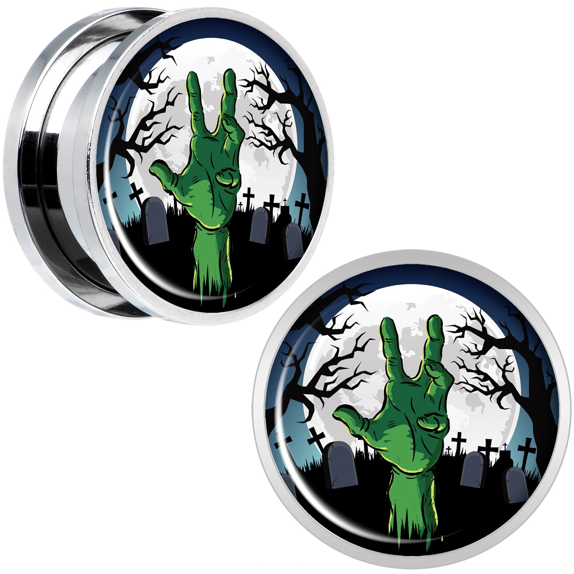 Cemetery Zombie Hand Halloween Plug Set 18mm