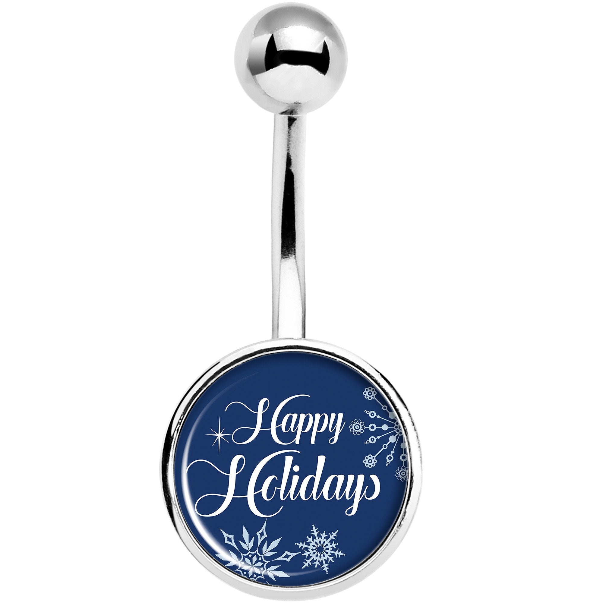 Happy Holidays Snowflake Belly Ring