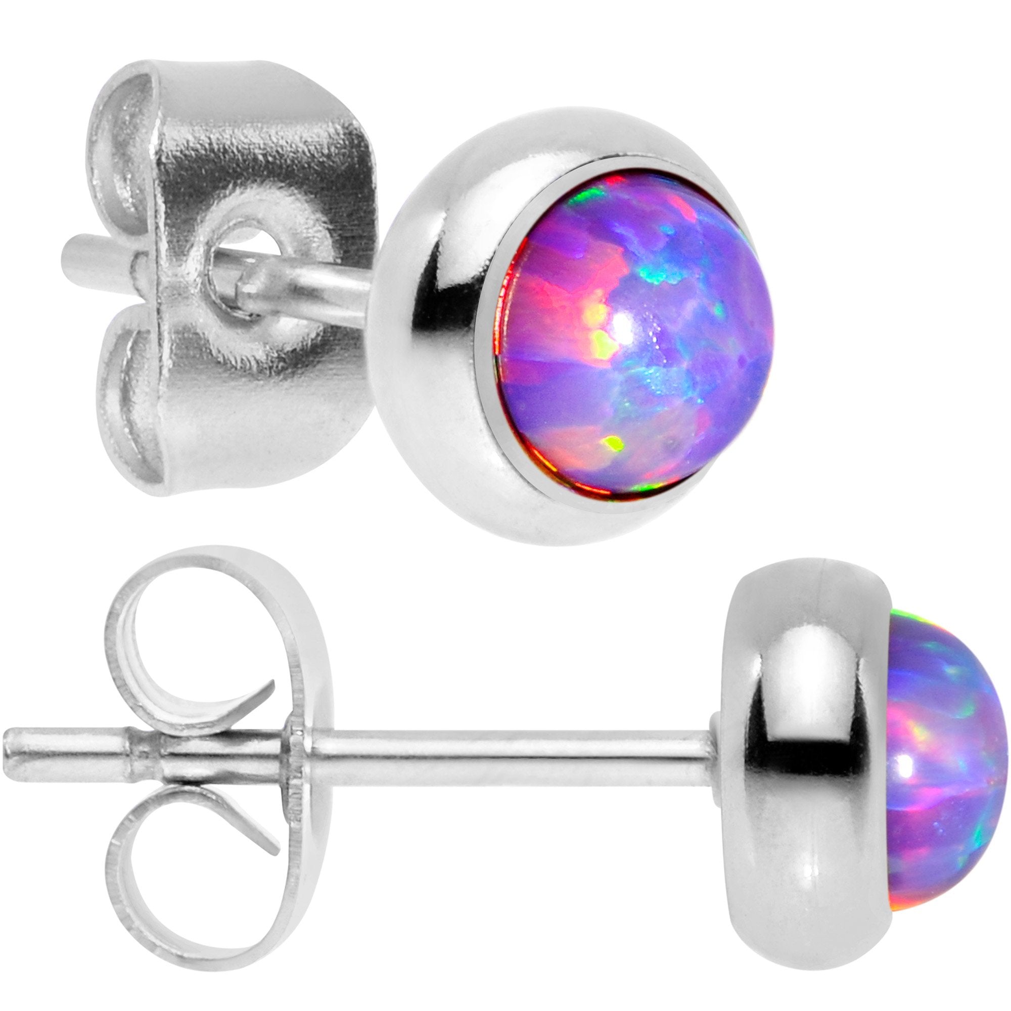 Purple Synthetic Opal 316L Surgical Steel Stud Earrings