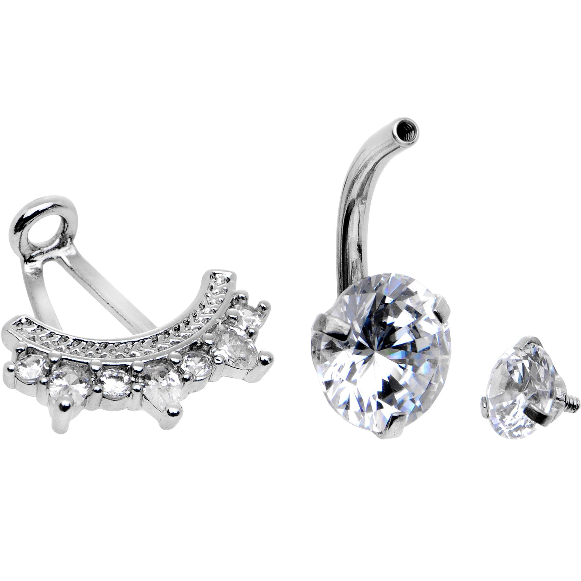 Clear CZ Gem Icy Bling Dangle Belly Ring