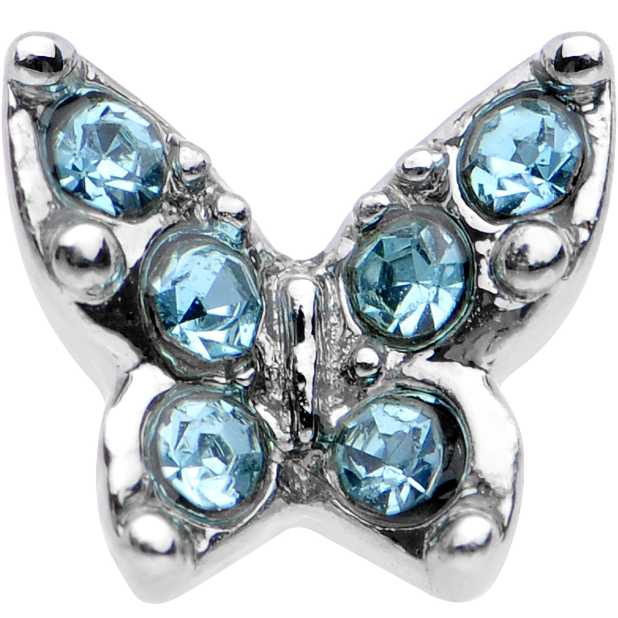 16 Gauge Blue Gem Silver Tone Butterfly Tragus Cartilage Earring