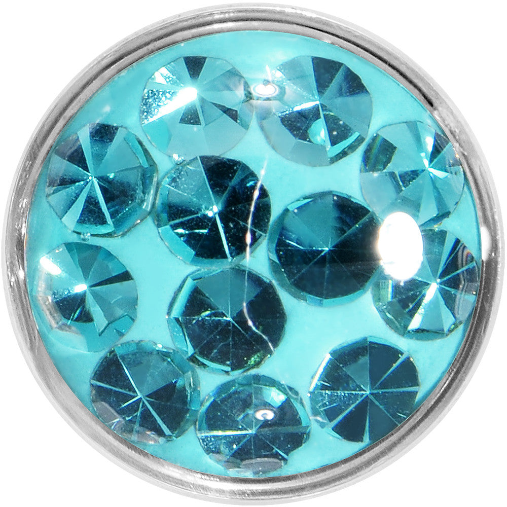 8 Gauge Zircon Blue Ferido Crystal Steel Screw Fit Plug Set