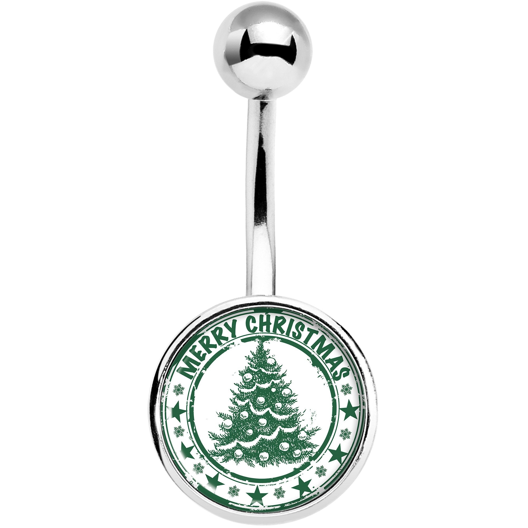 Merry Christmas Tree Belly Ring