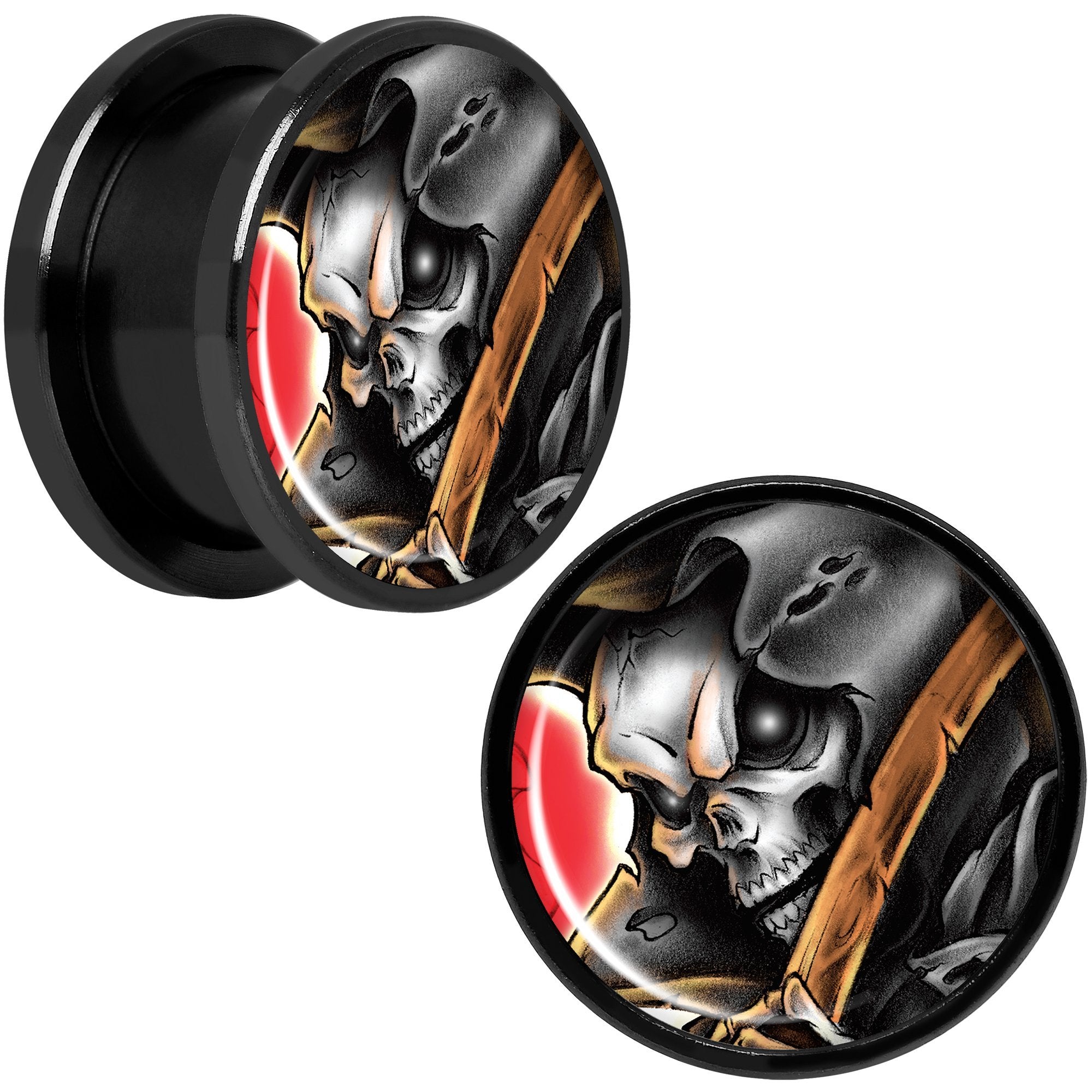 Wake the Dead Grim Reaper Halloween Black Anodized Plug Set 5mm to 16mm