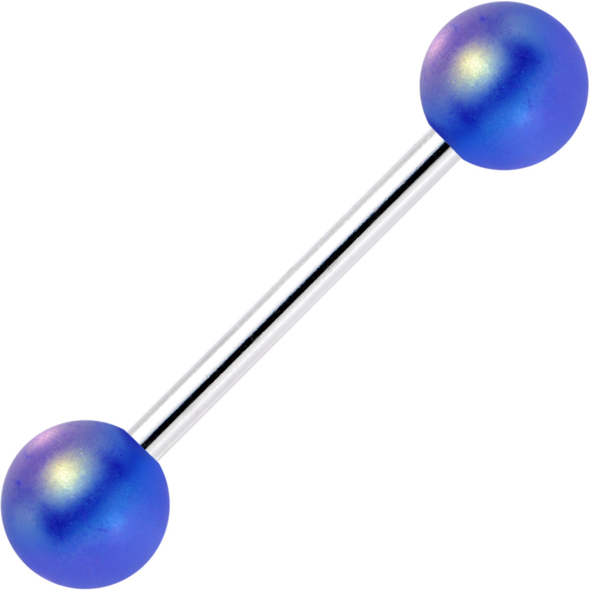 Matte Iridescent Blue 6mm Acrylic Ball Barbell Tongue Ring