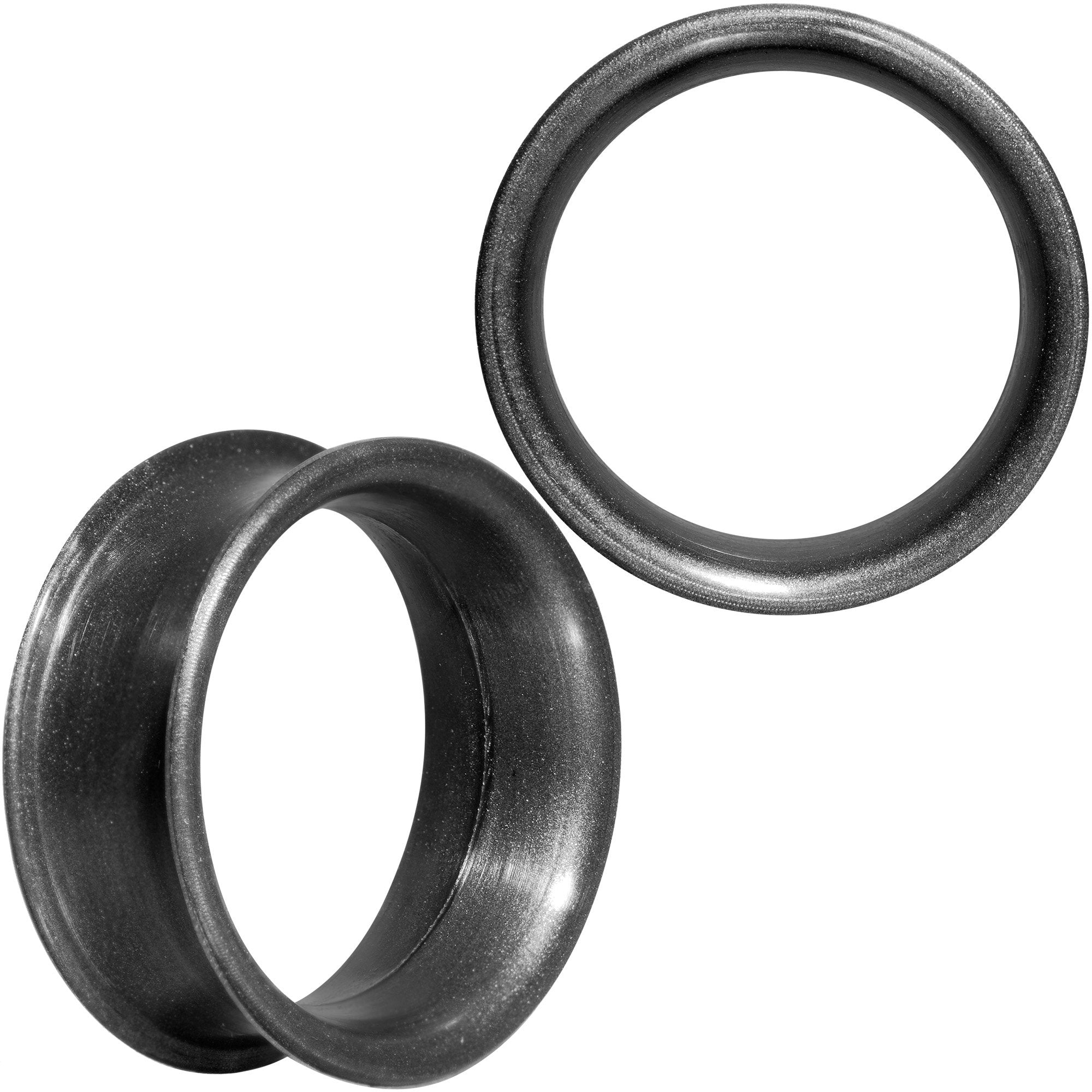 Thin Flexible Metallic Black Silicone Tunnel Plug Set 6mm to 25mm