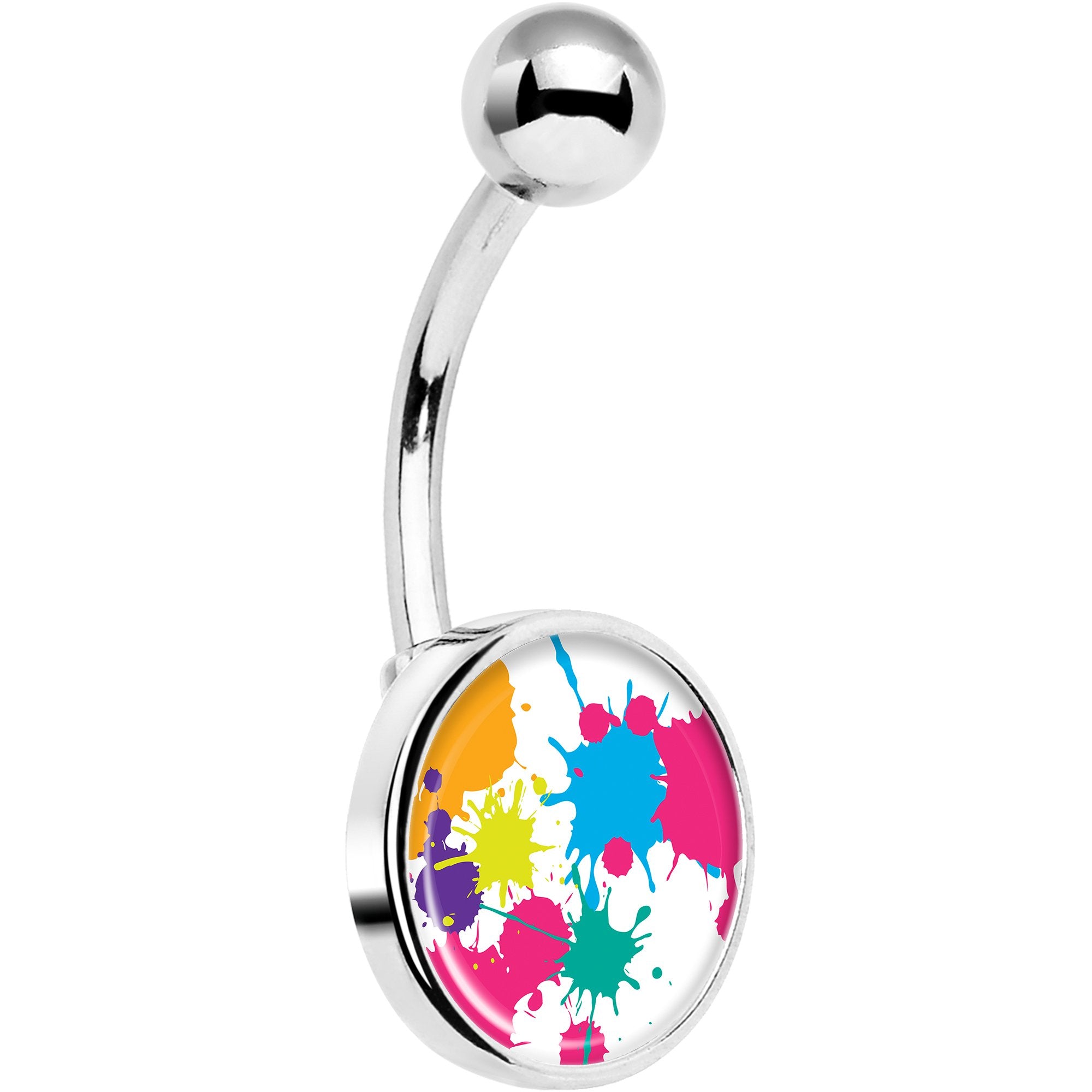 Pink Green Blue Color Splash Belly Ring