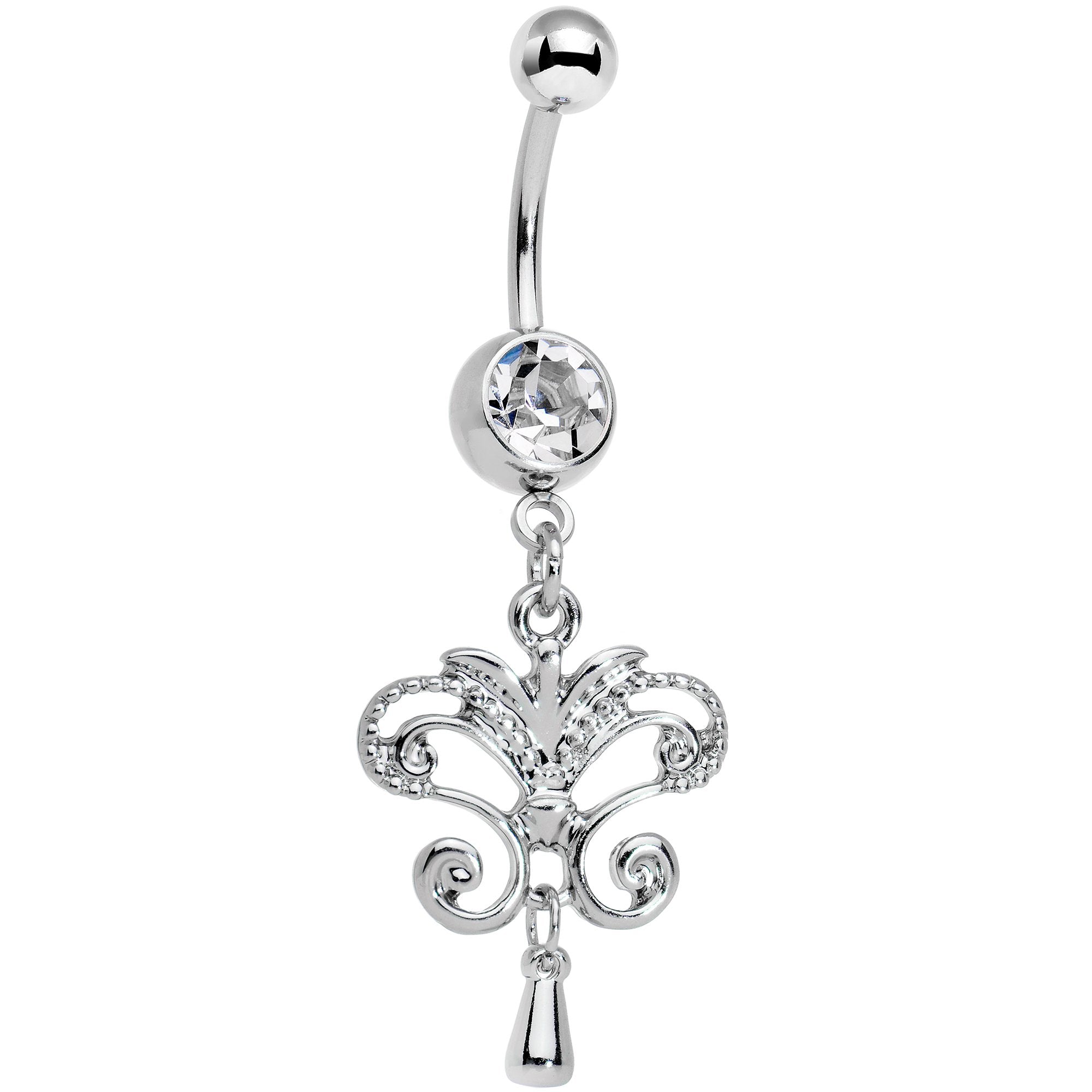 Clear Gem Chandelier Double Dangle Belly Ring