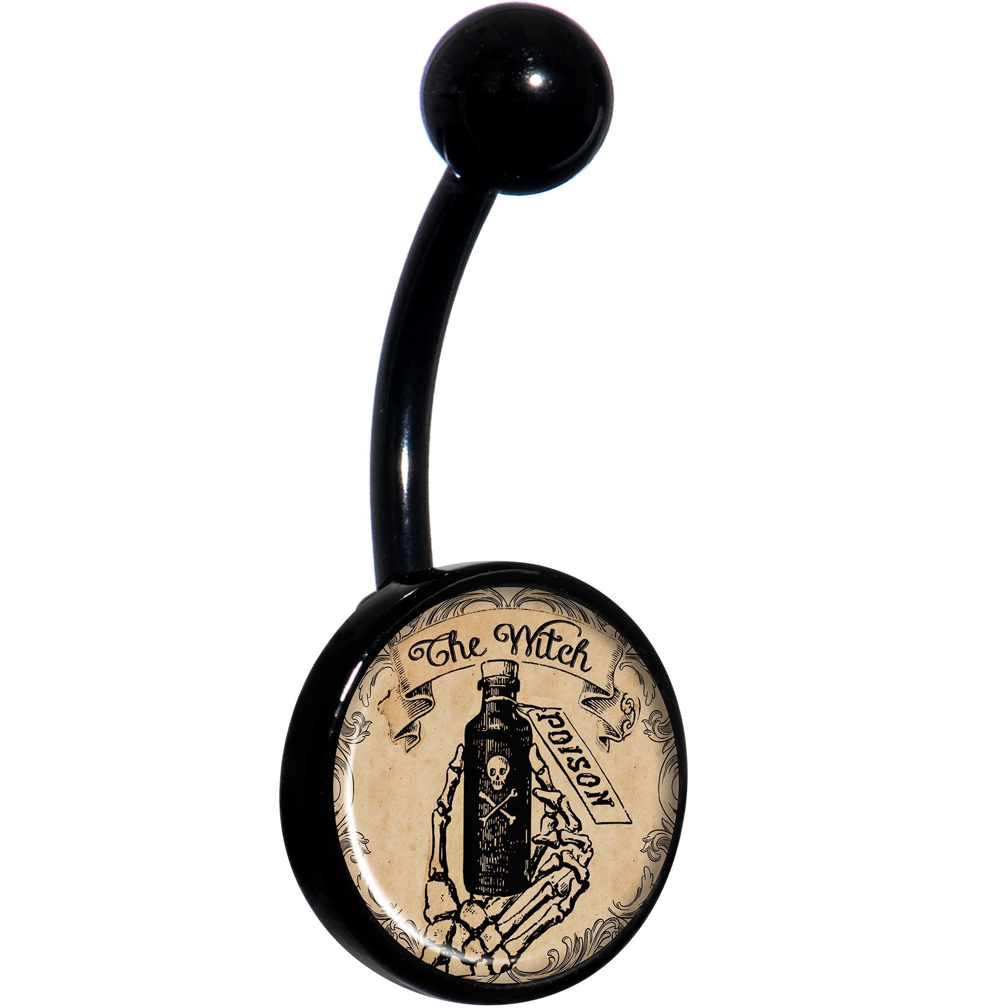 Witches Brew Poison Potion Halloween Black Belly Ring