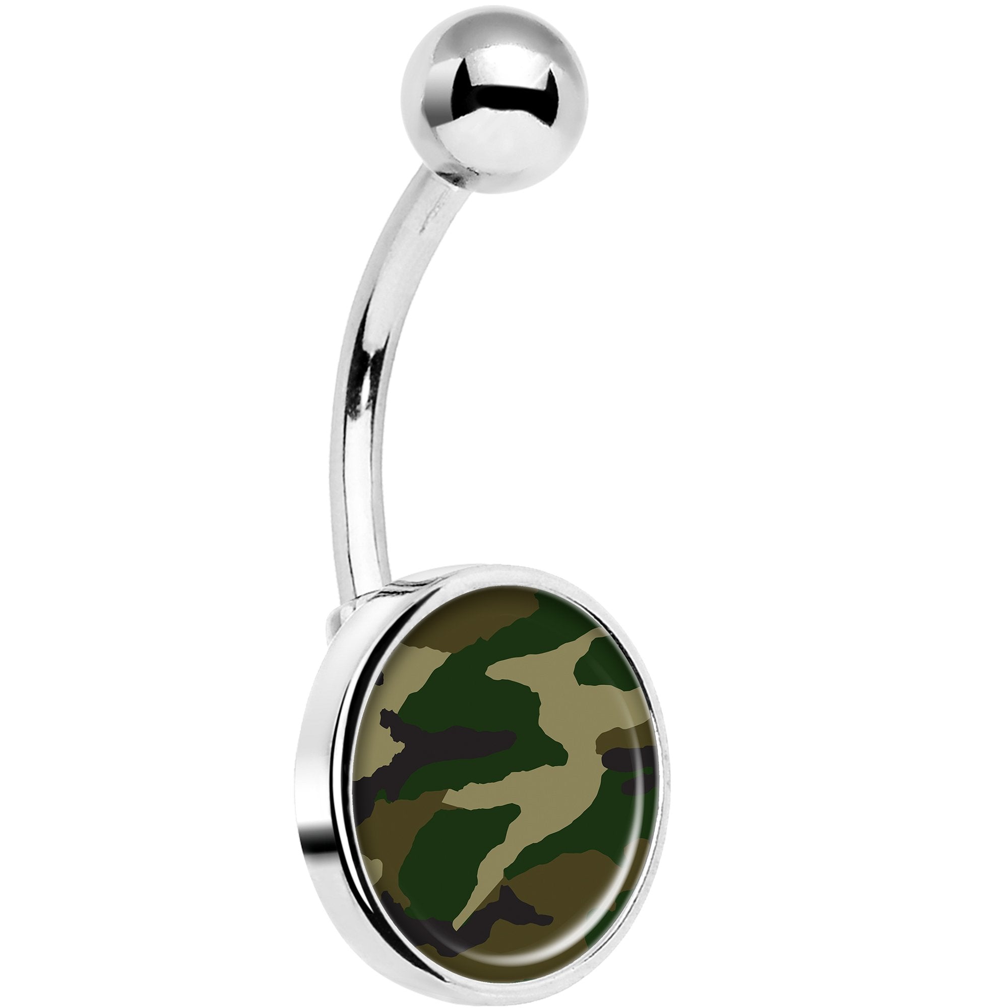 Woodland Camo Print Belly Ring