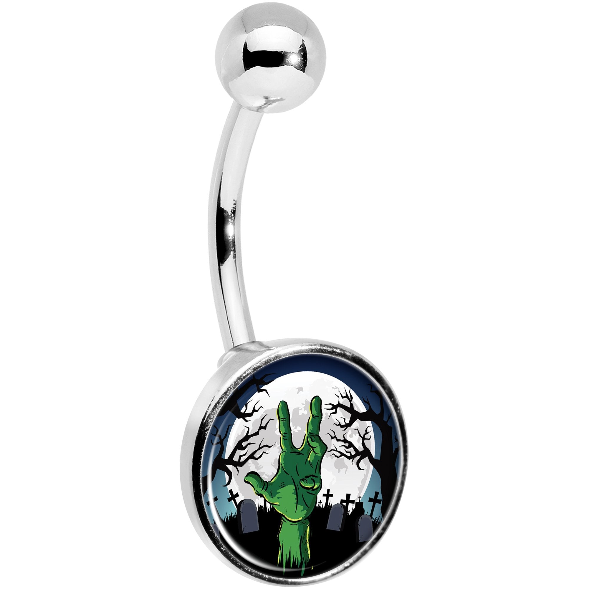 Cemetery Zombie Hand Halloween Belly Ring