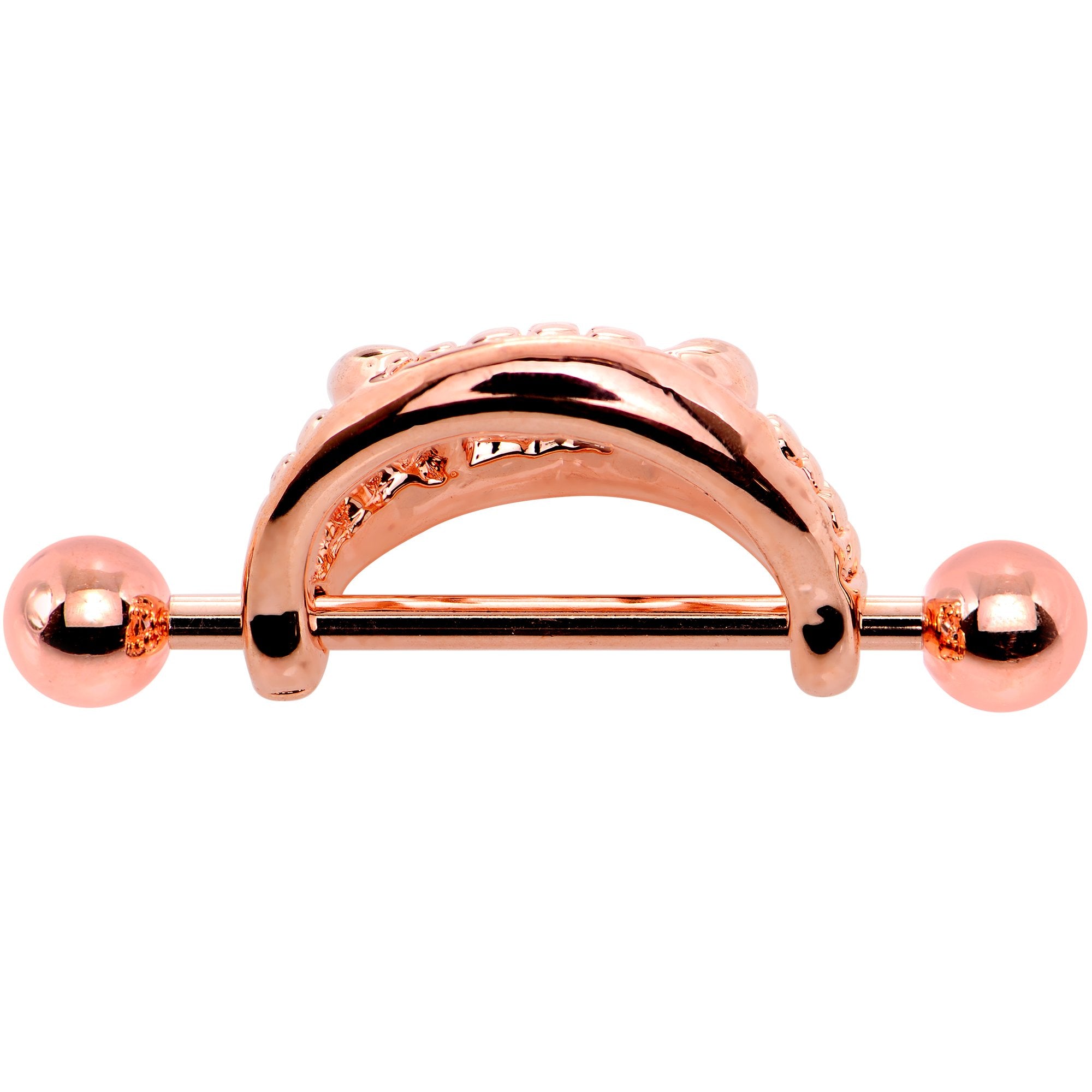 14 Gauge 5/8 Rose Gold Tone Fearsome Fangs Nipple Shield Set