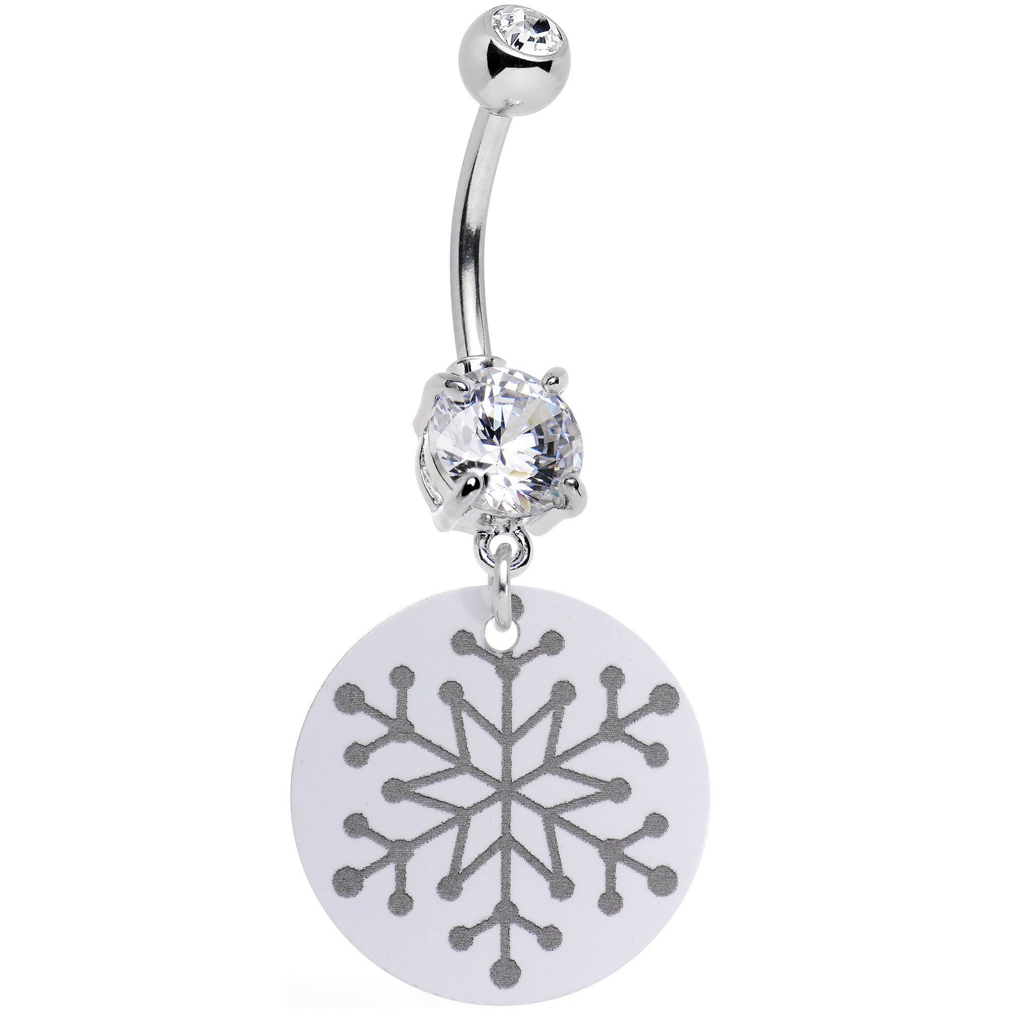 Clear Gem Winter Wonder Snowflake Dangle Belly Ring