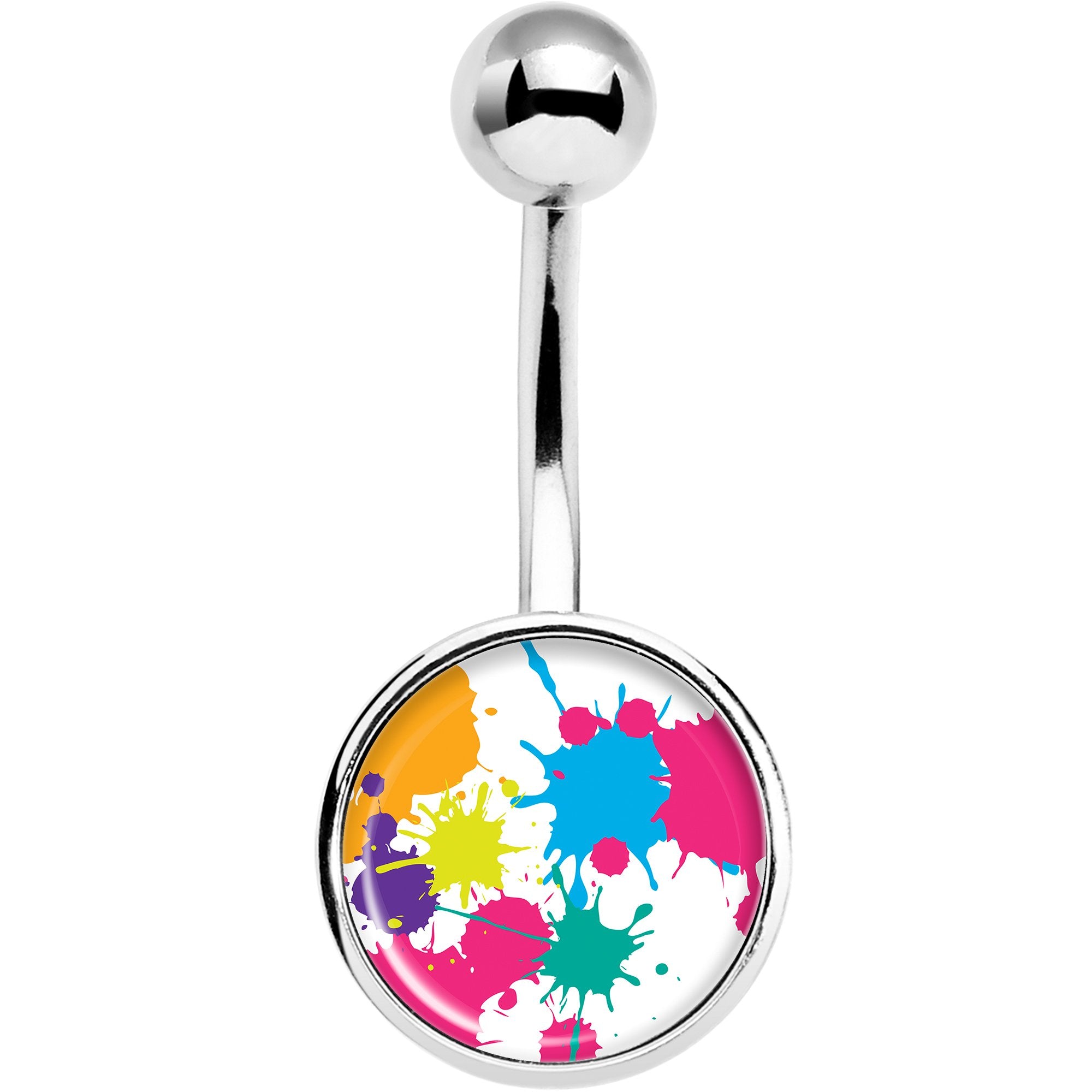 Pink Green Blue Color Splash Belly Ring