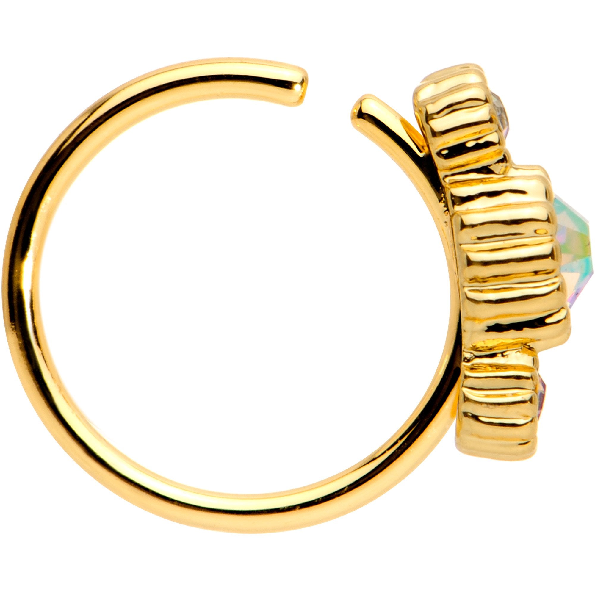 5/16 Aurora CZ Gem Gold IP Fashion Fusion Seamless Circular Ring