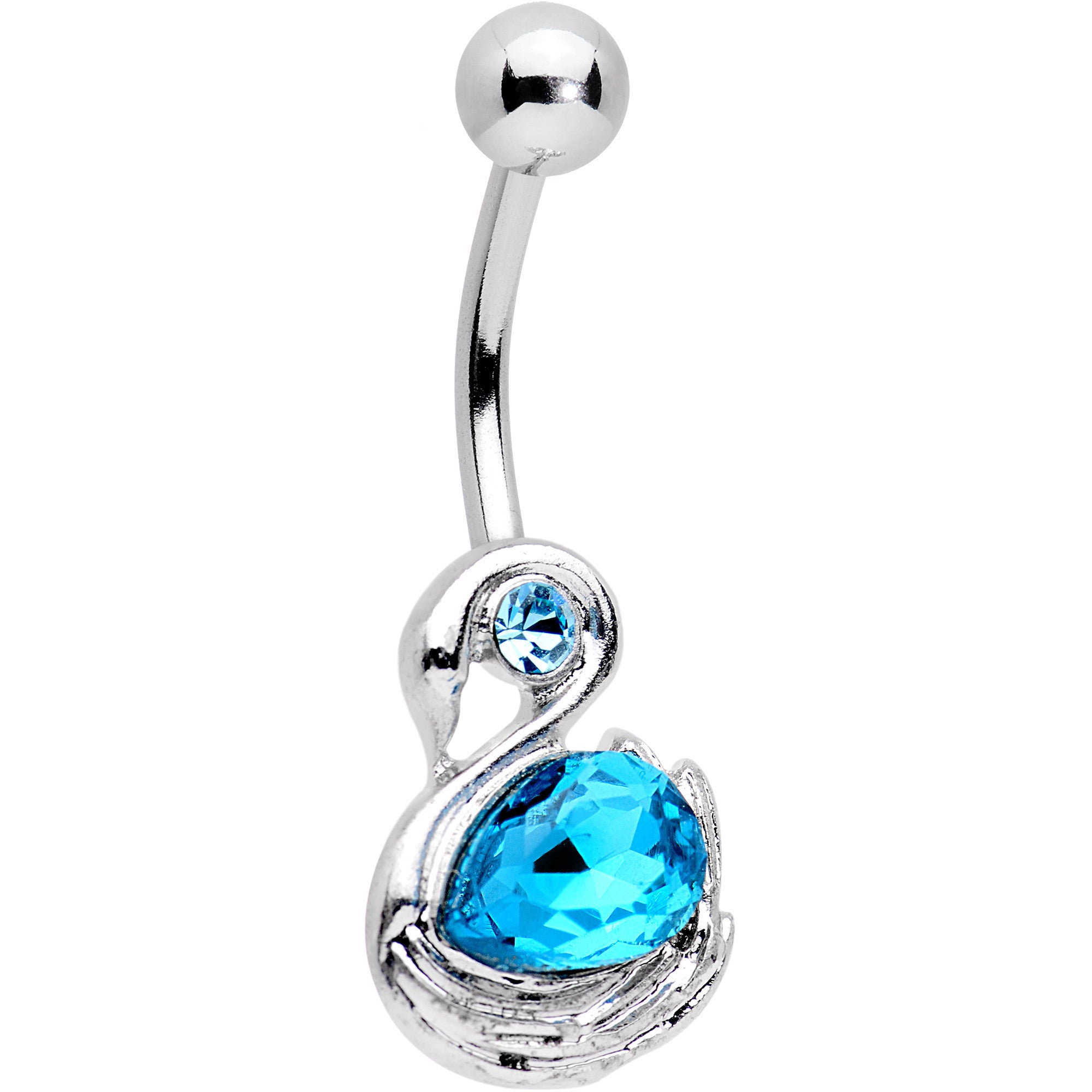 Aqua Gem Raindrop Sailing Swan Belly Ring