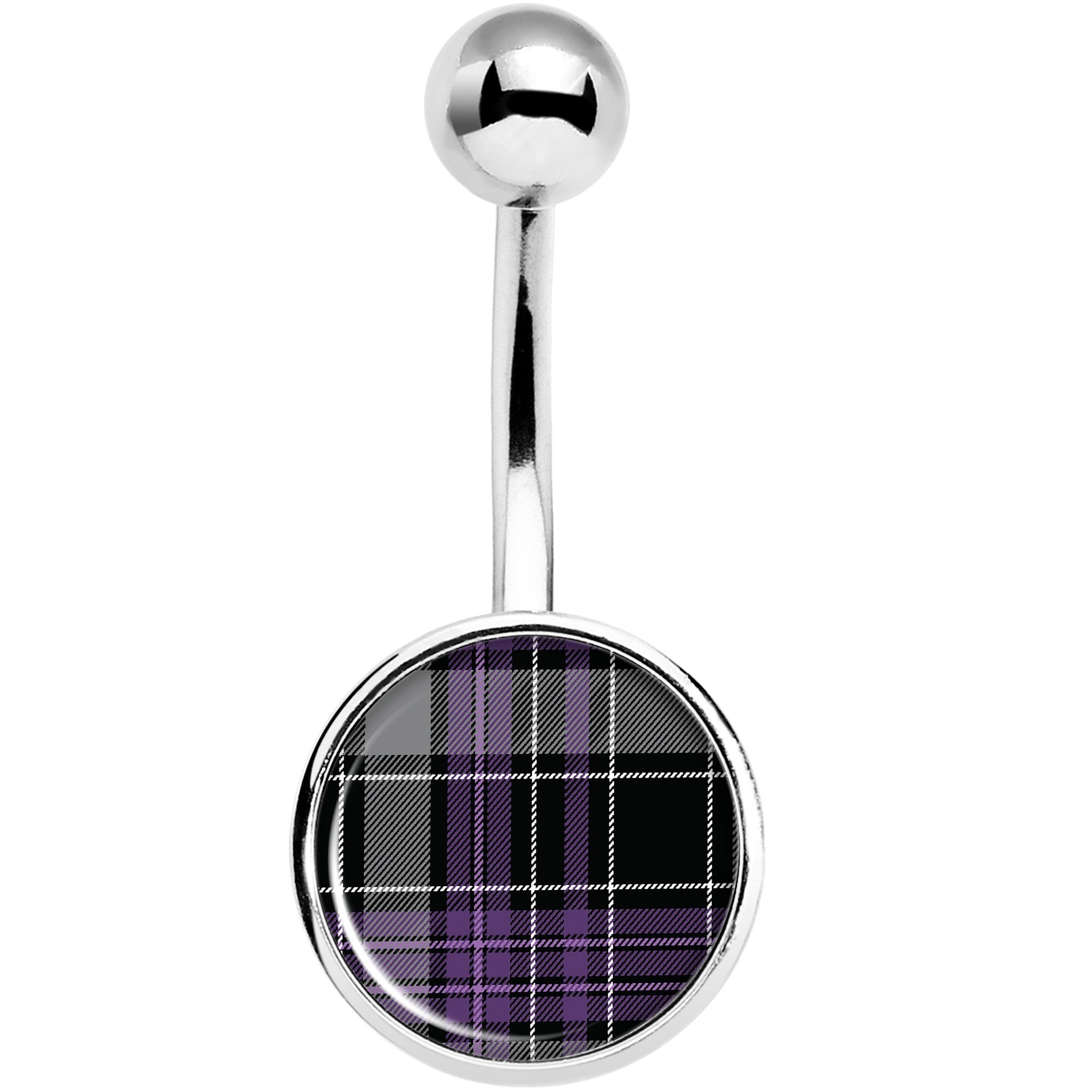 Winter Purple Black Plaid Belly Ring