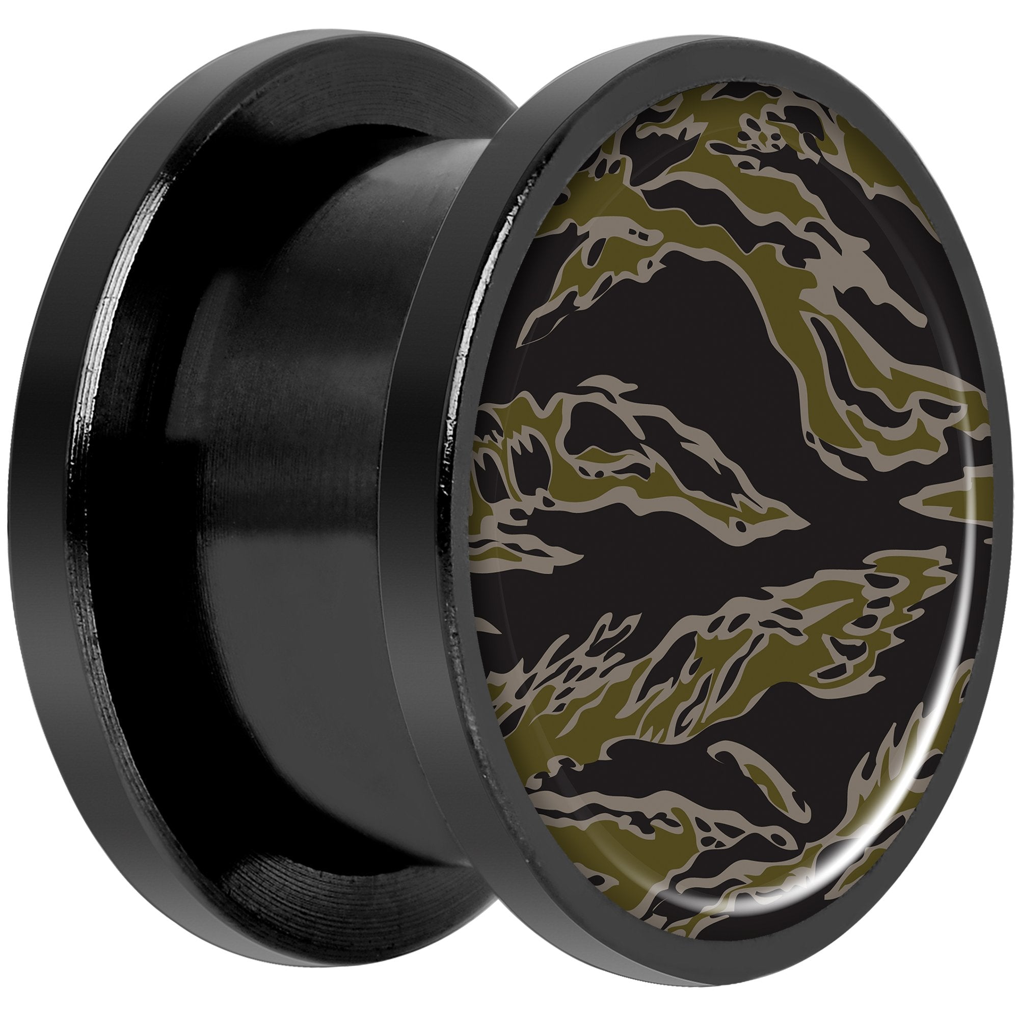 Tiger Camo Print Black Anodized Screw Fit Plug Set 9/16