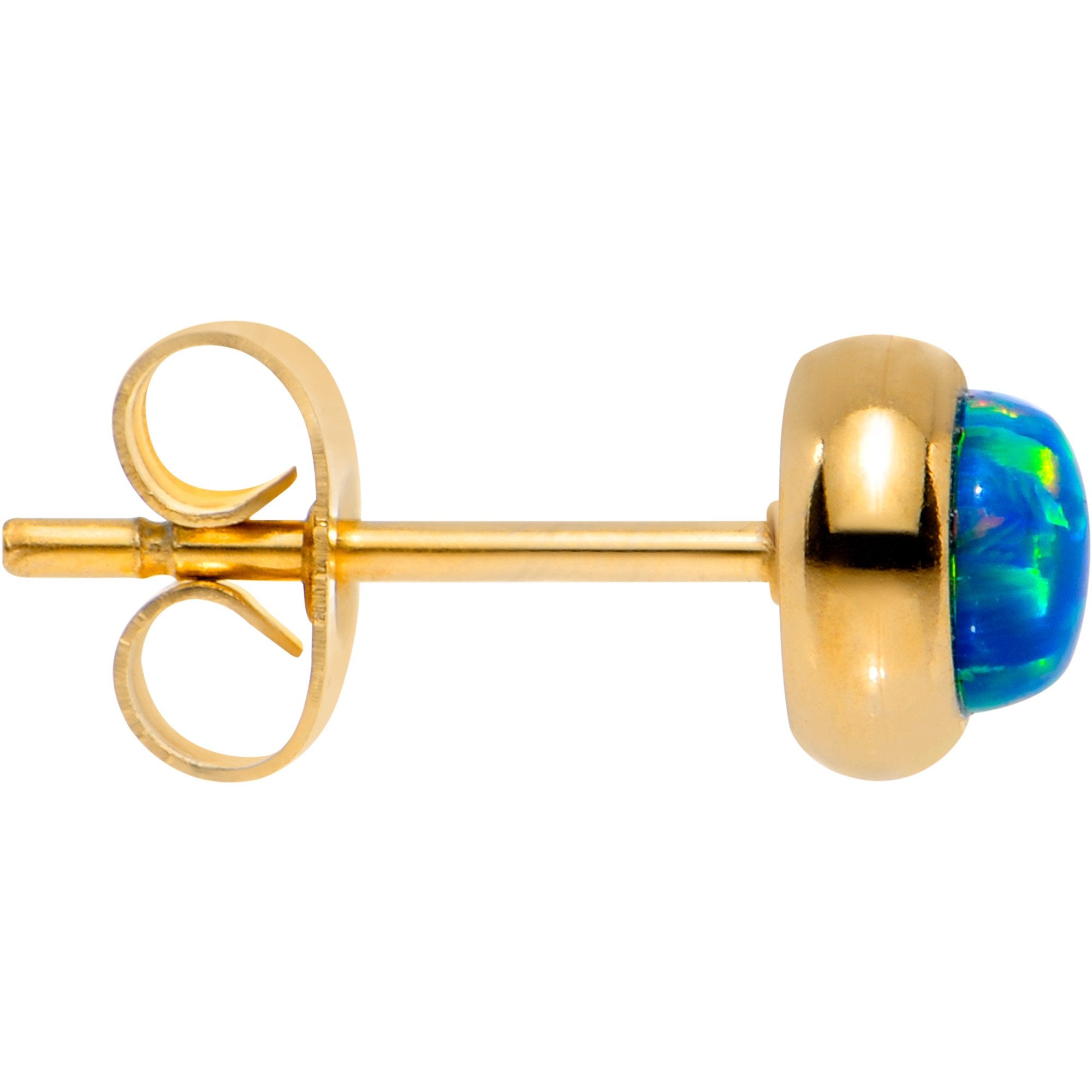 Green Synthetic Opal Gold IP 316L Surgical Steel Stud Earrings