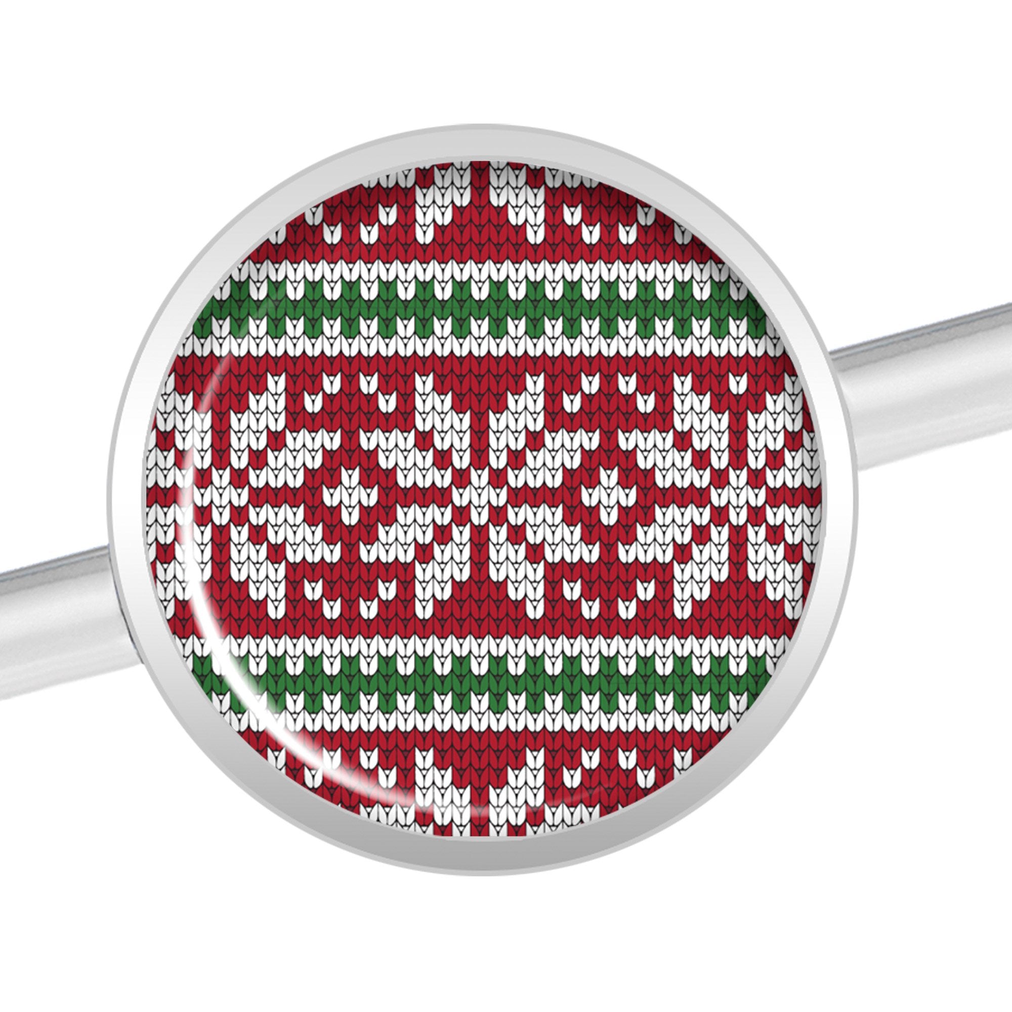 14 Gauge Red Green Christmas Sweater Industrial Barbell 37mm