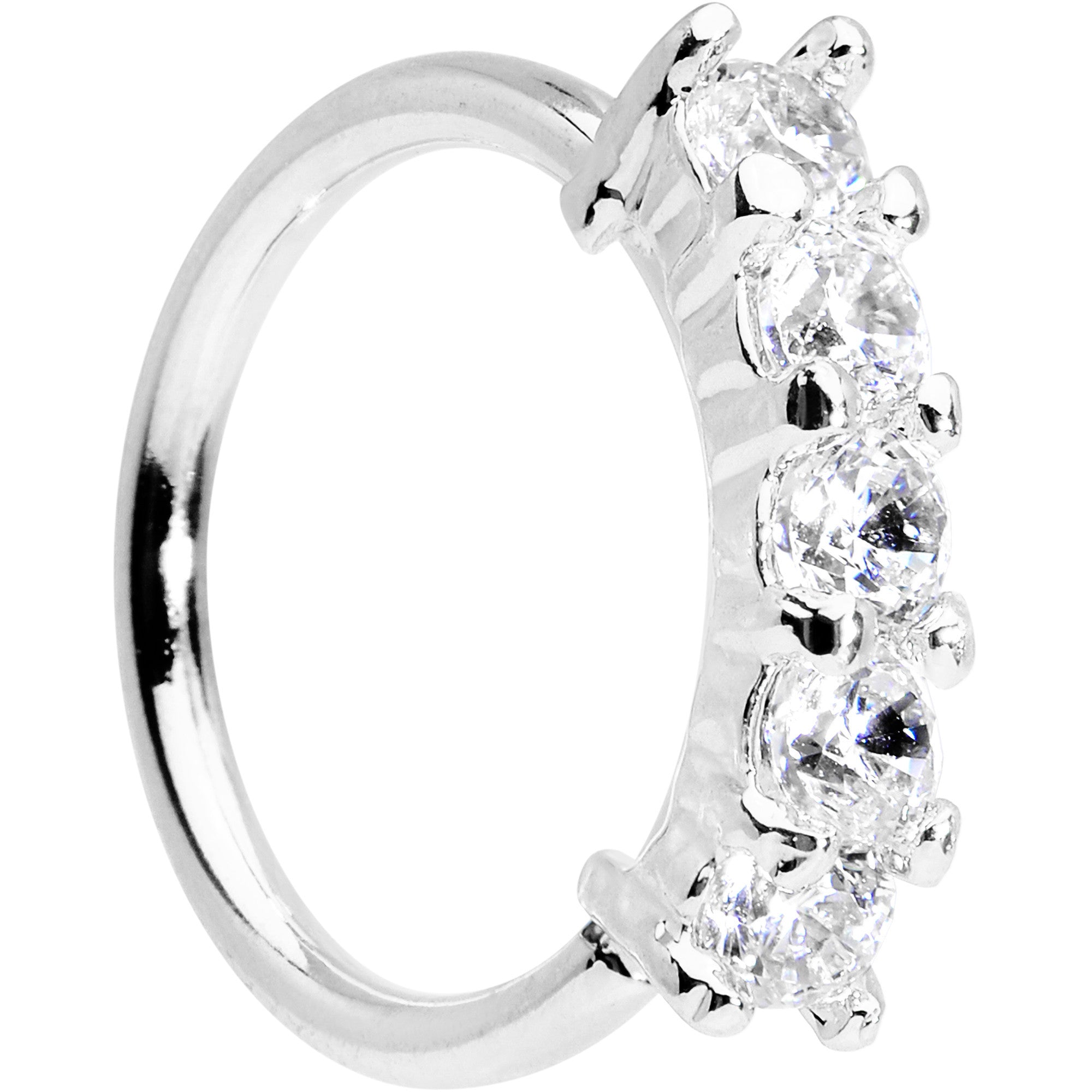 18 Gauge 5/16 Clear CZ Quintet Seamless Circular Ring