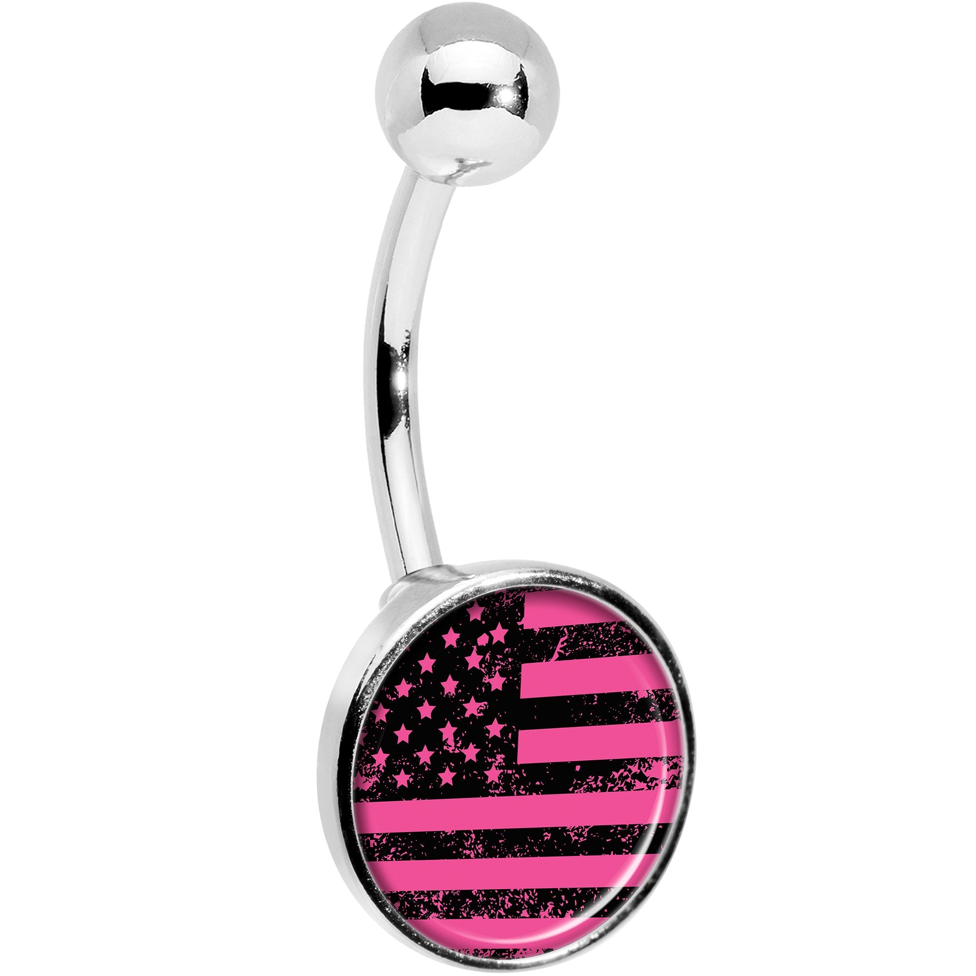 Pink American Flag Belly Ring