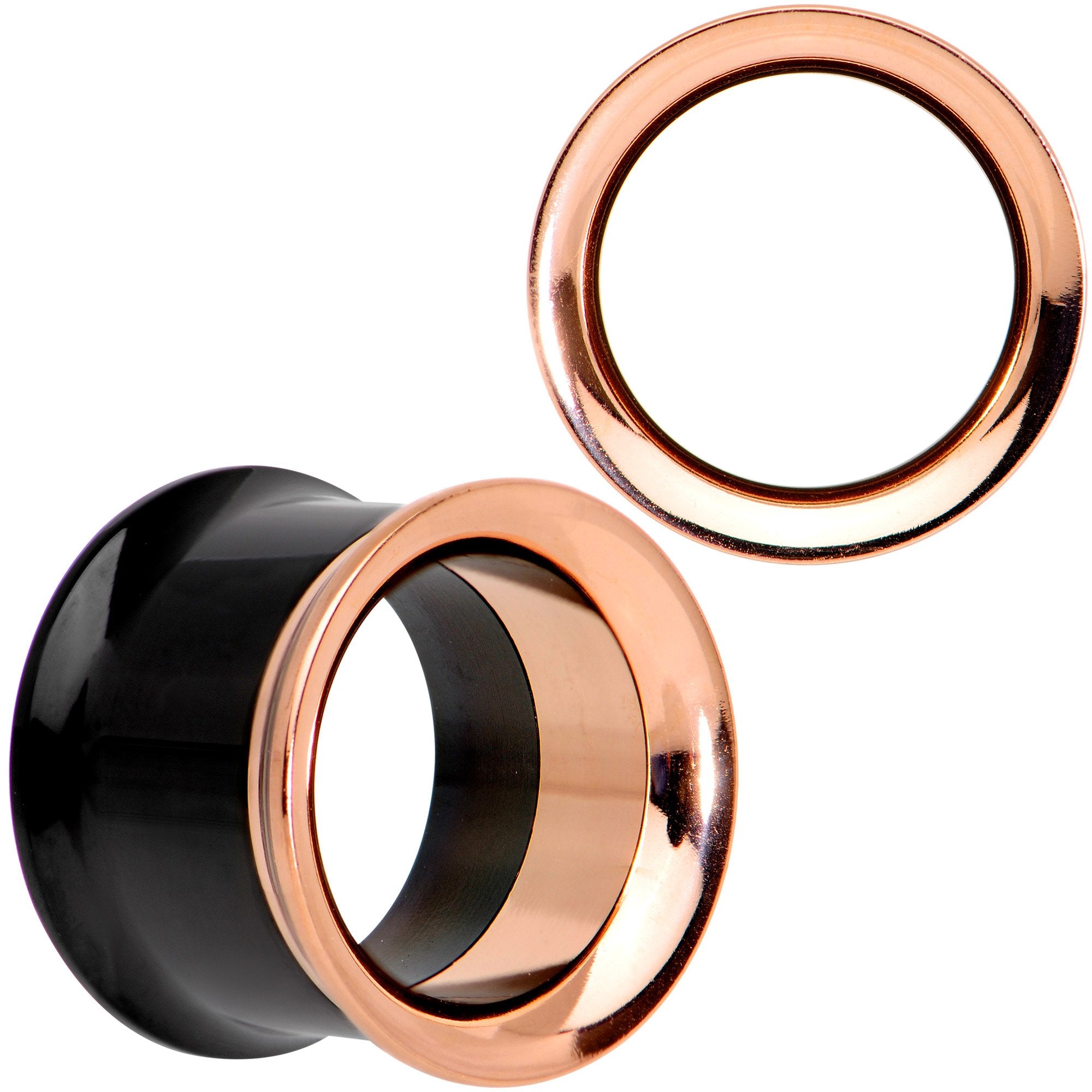 Black Rose Gold PVD Two Tone Screw Fit Tunnel Plug Set 3mm to 16mm