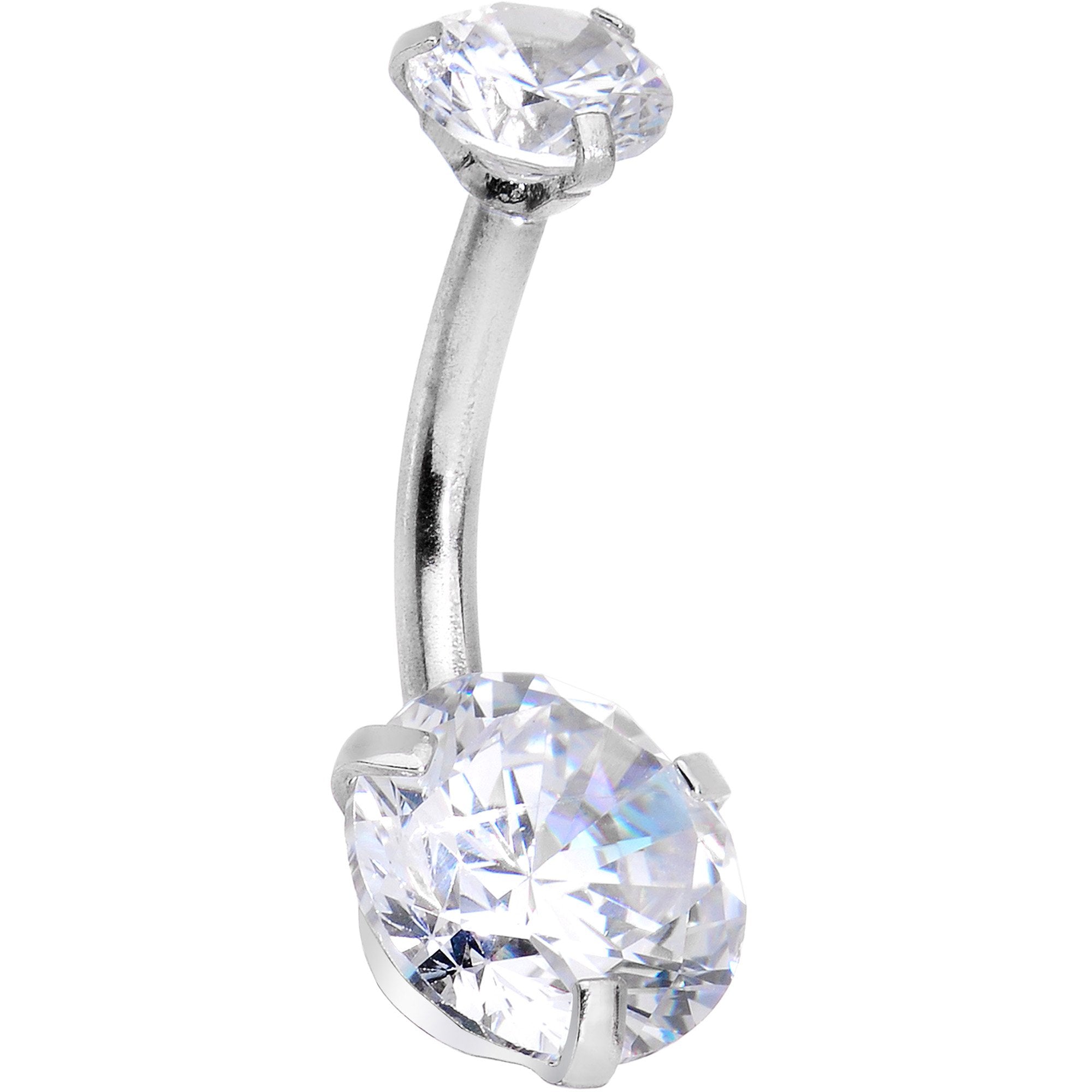 Clear CZ Gem Icy Bling Dangle Belly Ring