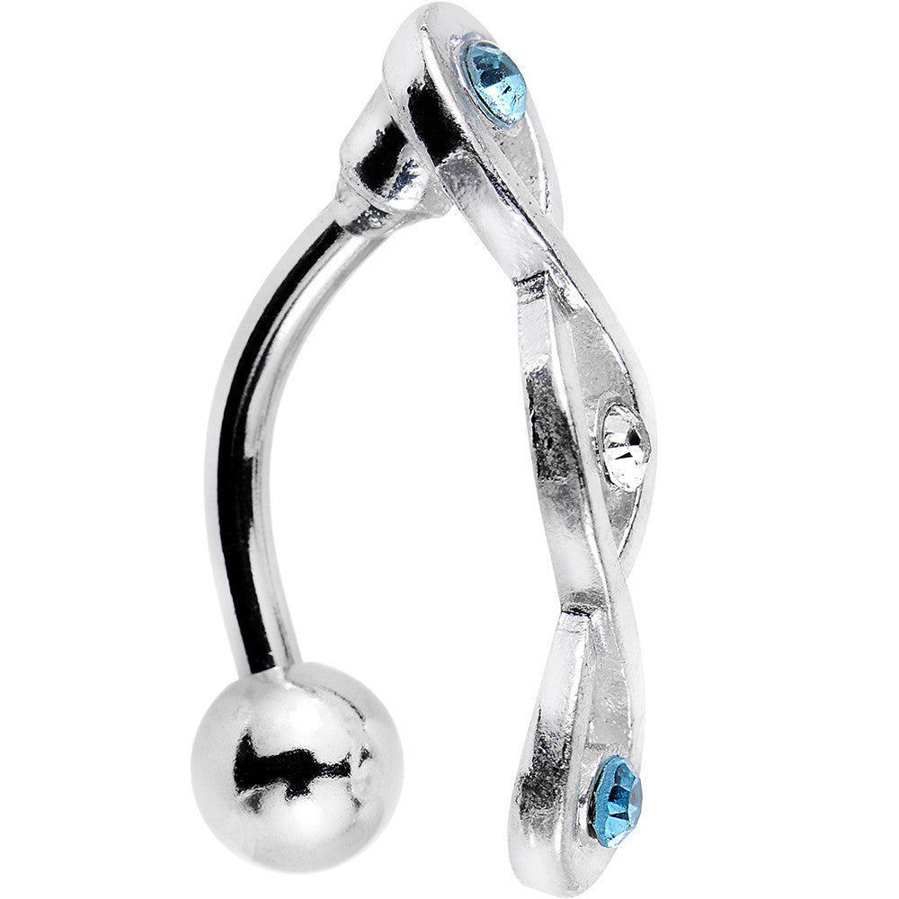 Light Blue and Clear Gem Infinity Loop Twist Top Mount Belly Ring