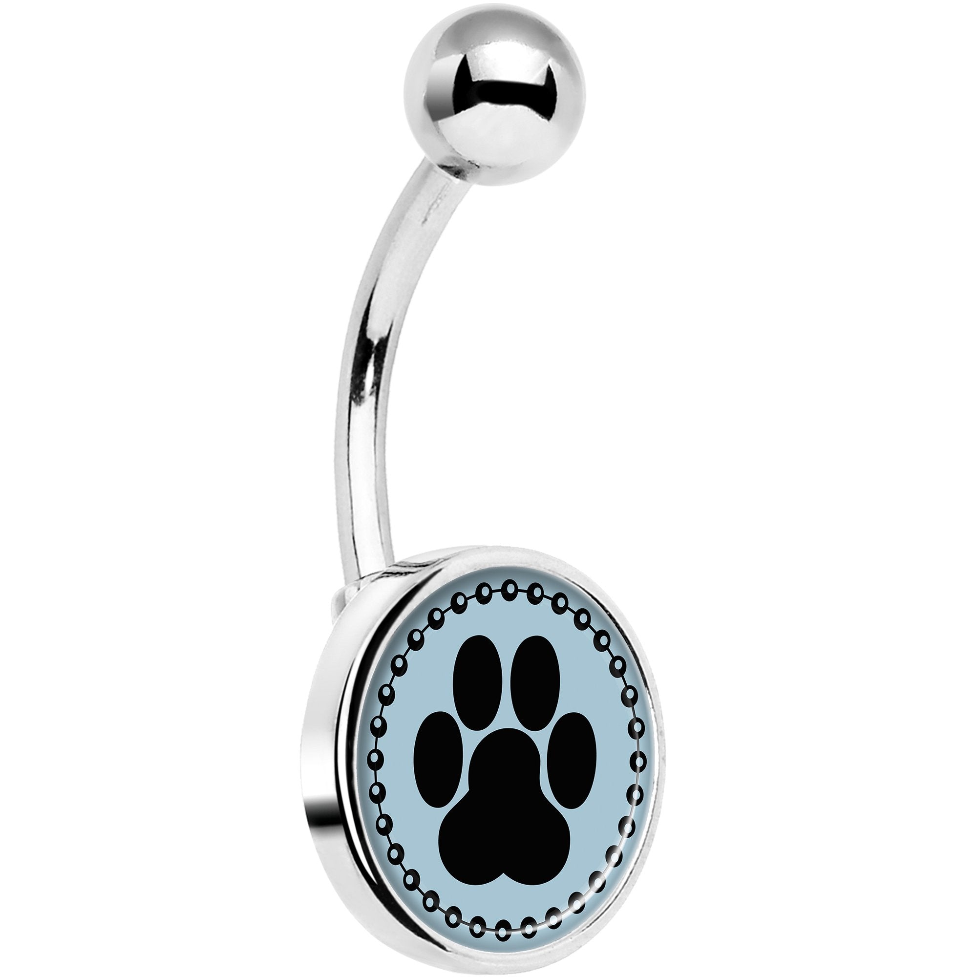 Black on Blue Paw Print Belly Ring