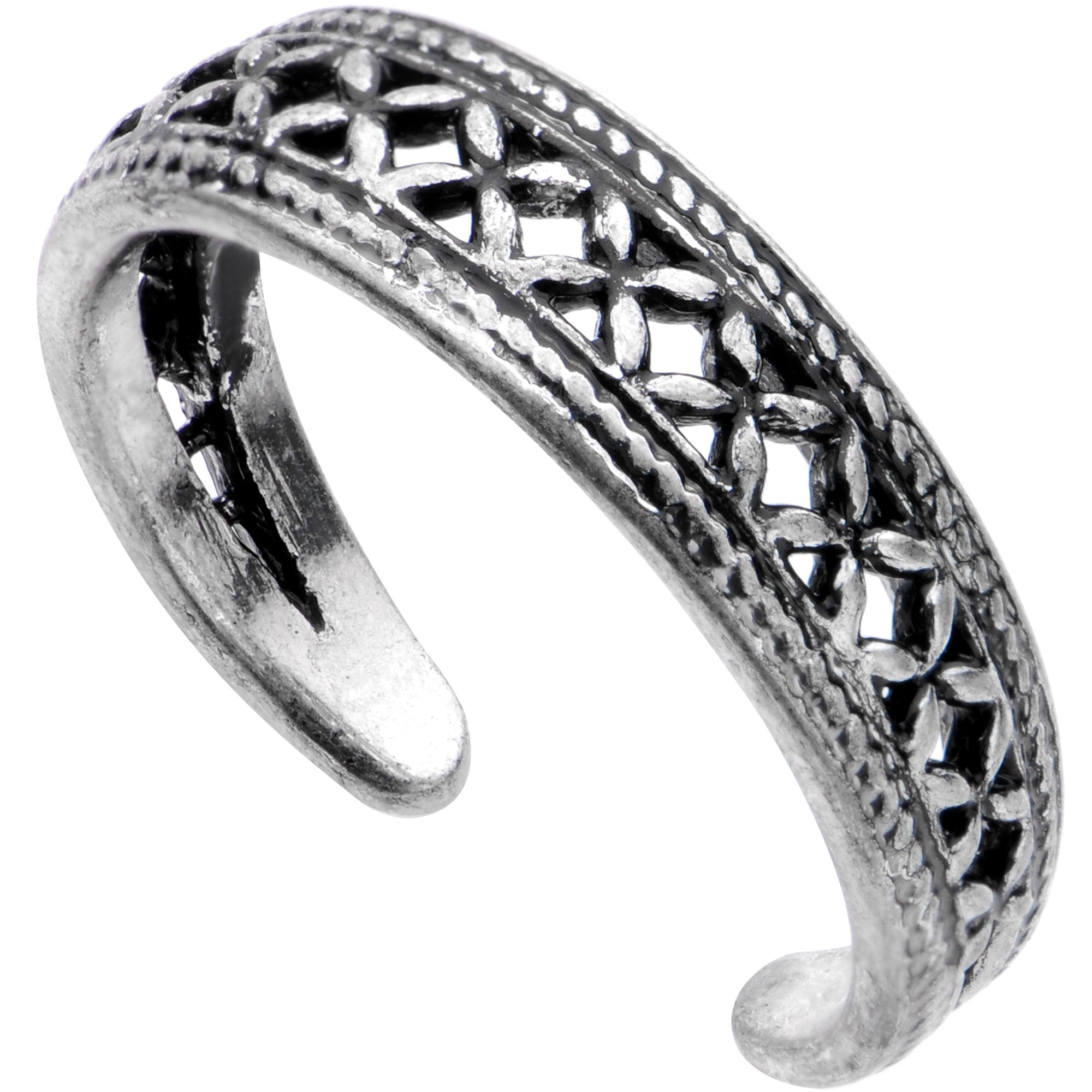 Silver Plated Cross Stitched Tribal Toe Ring