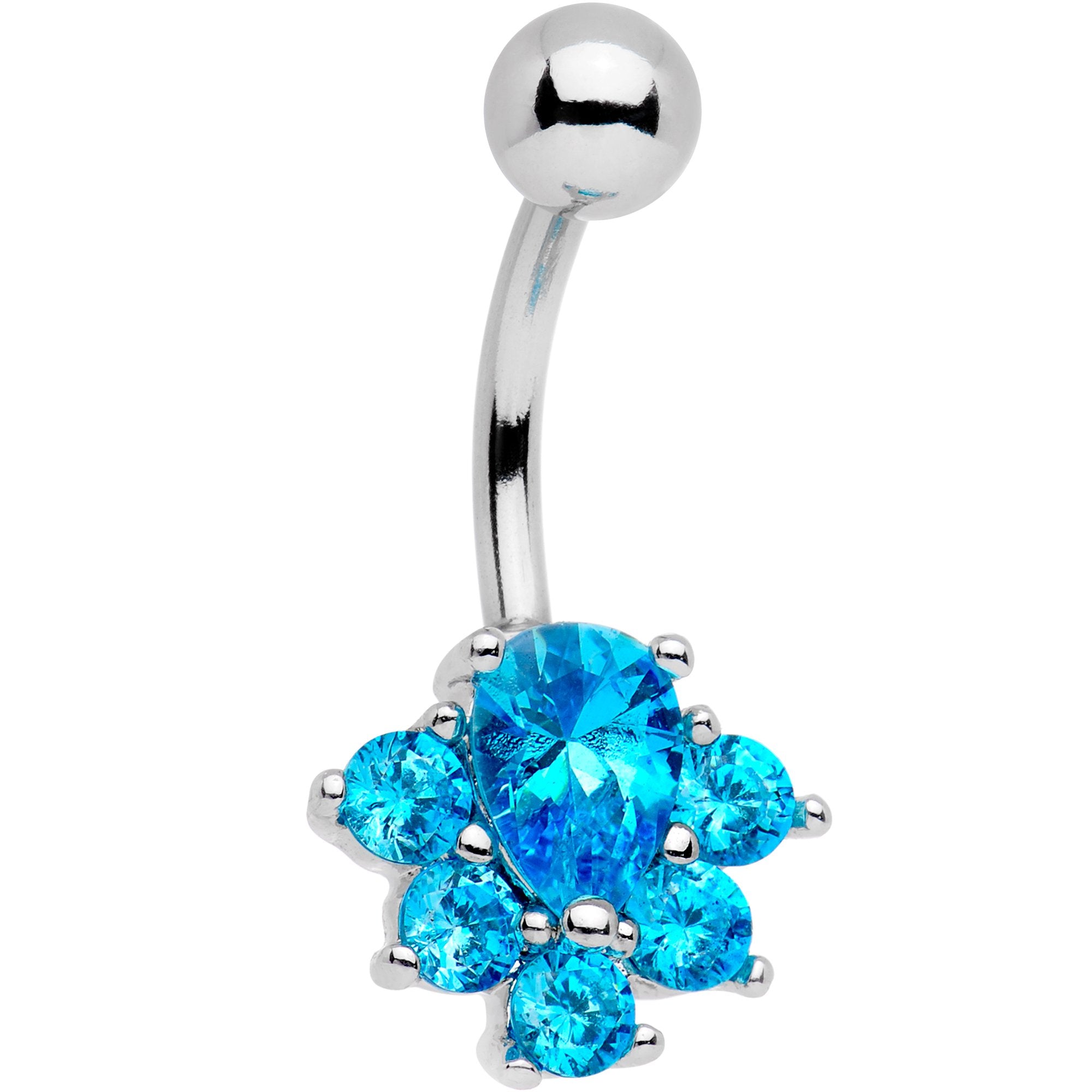 Aqua Gem Bursting With Brilliance Belly Ring