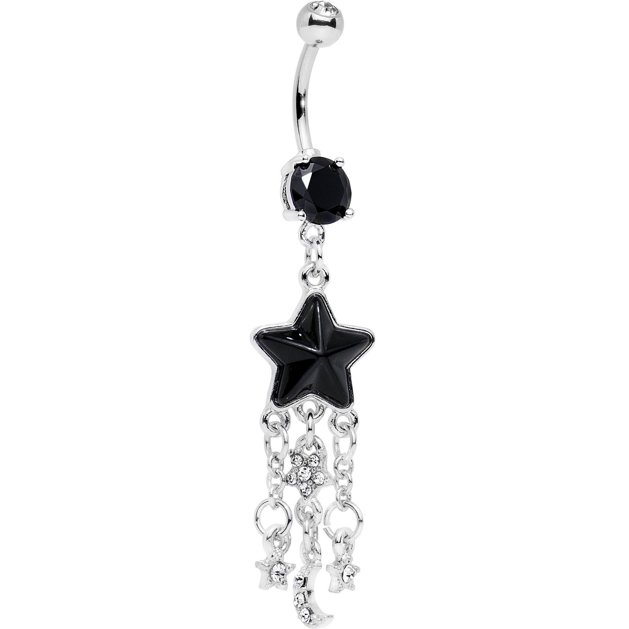 Black Gem Shoot For the Stars Dangle Belly Ring