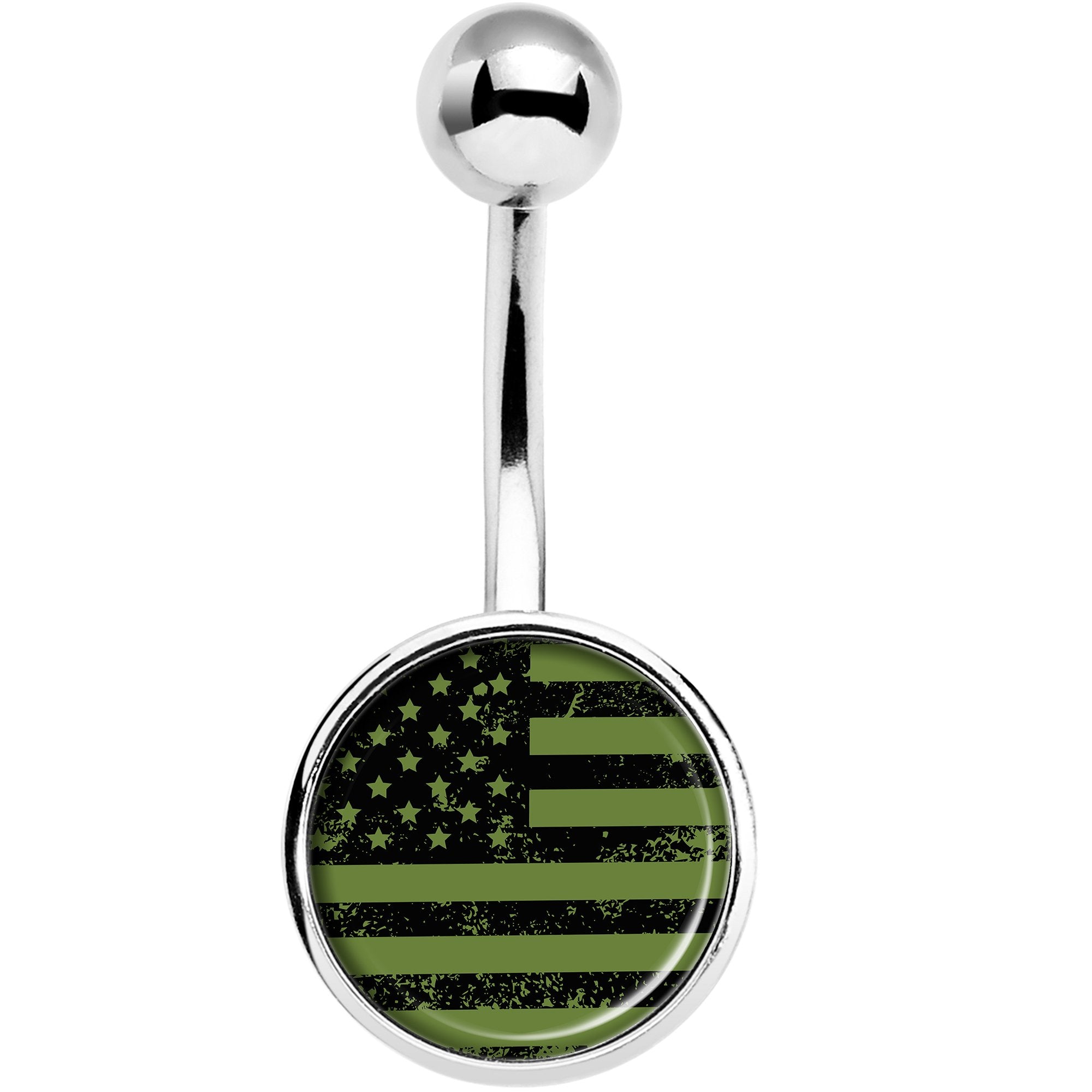 Green American Flag Belly Ring