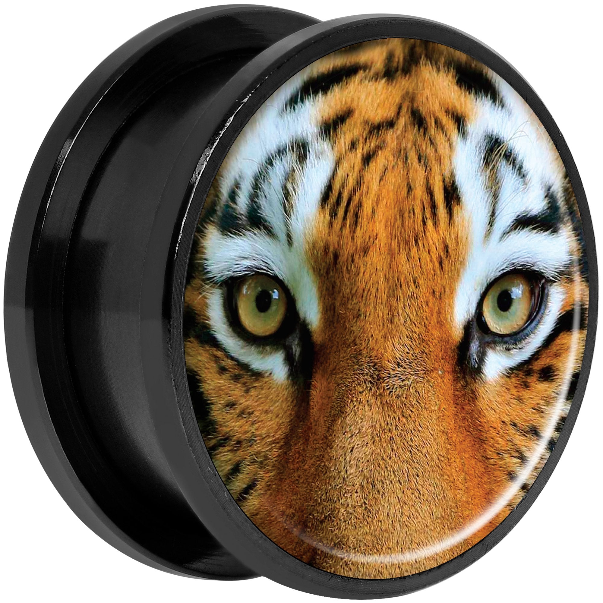 Full Color Tiger Eyes Black Anodized Screw Fit Plug Set 20mm