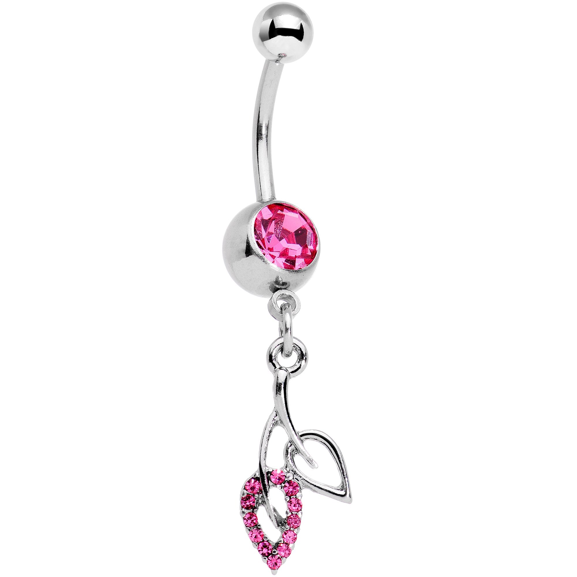 Pink Gem Leaves of Fall Dangle Belly Ring