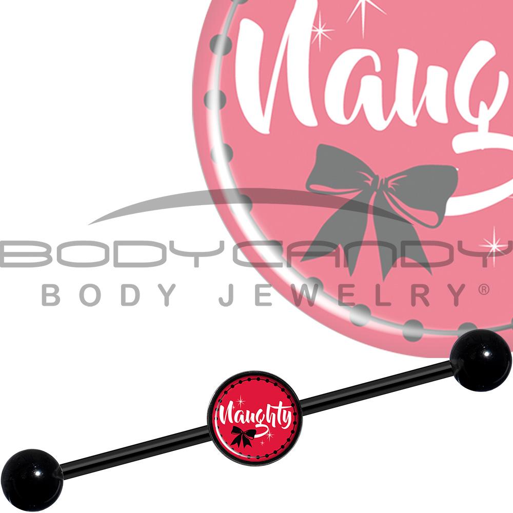 14 Gauge Naughty Holiday Black Industrial Barbell 37mm