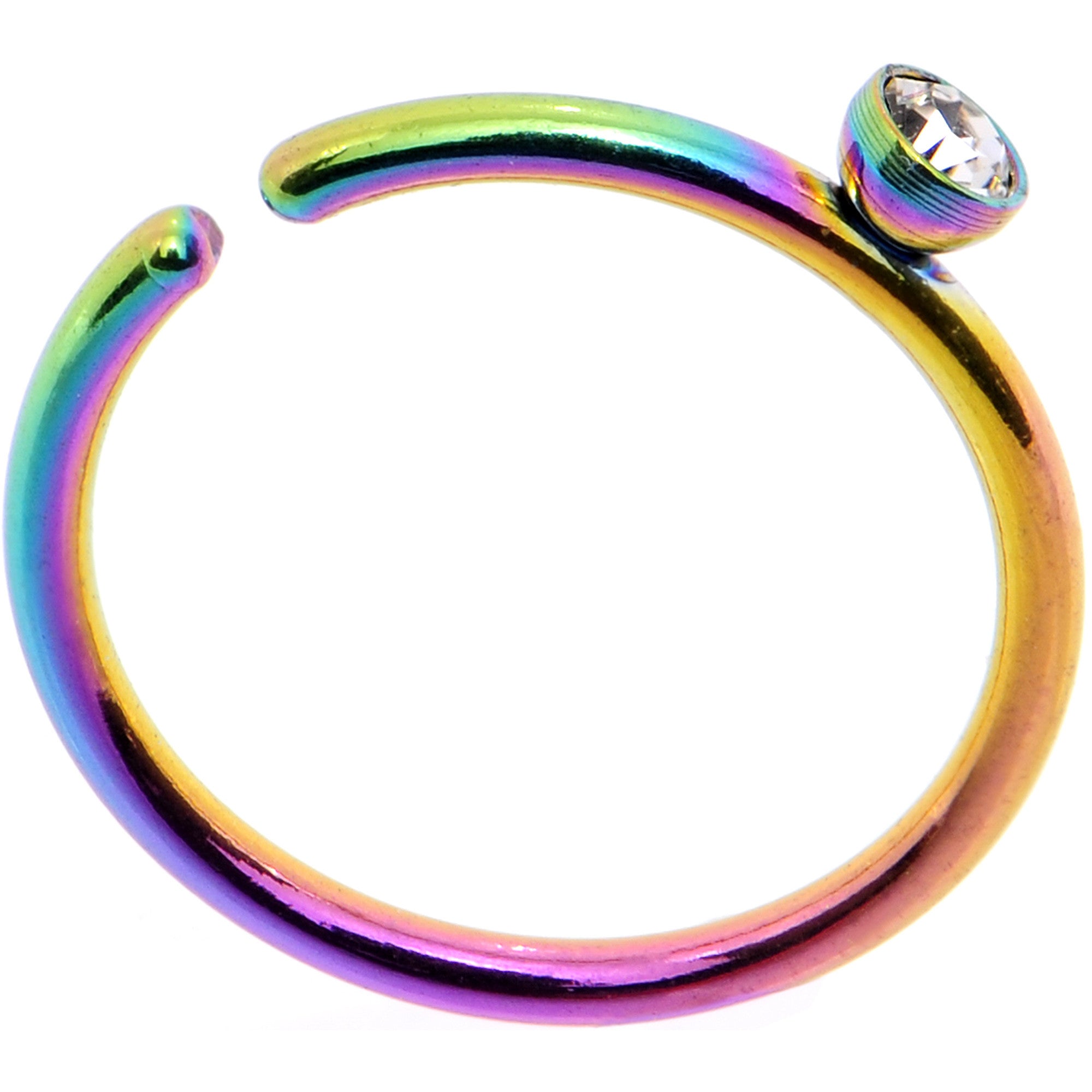 20 Gauge 5/16 Clear Gem Rainbow IP Seamless Circular Ring