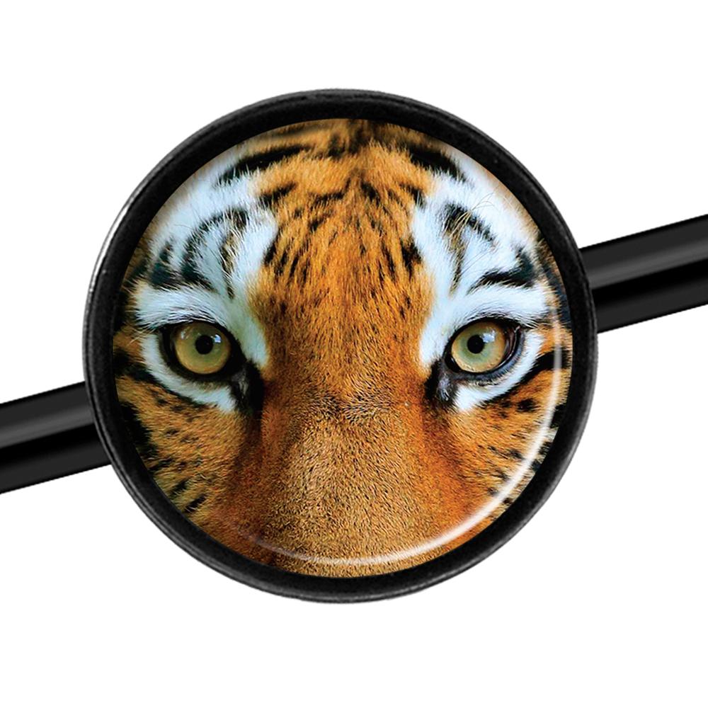 14 Gauge Full Color Tiger Eyes Black Industrial Barbell 37mm