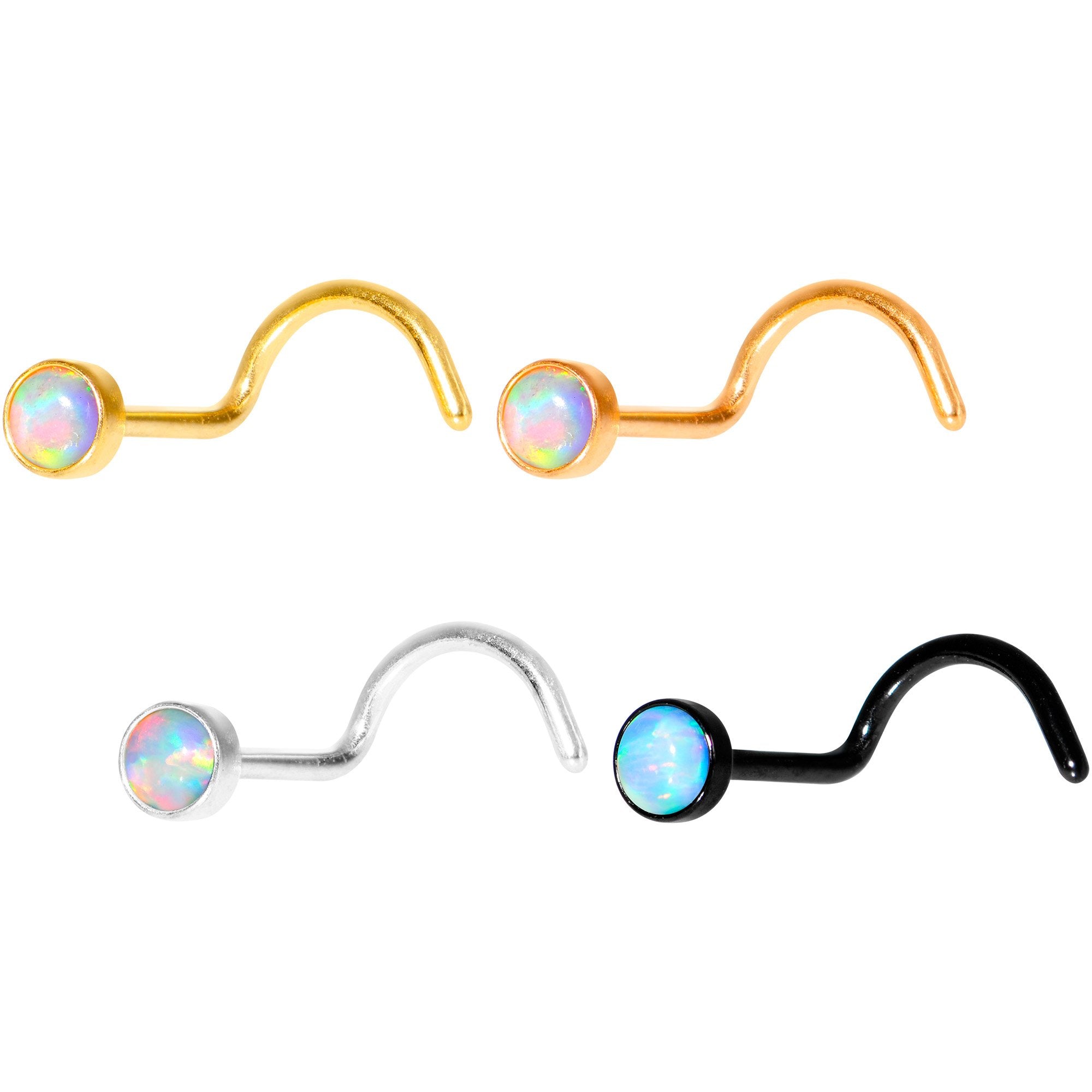 White 3mm Synthetic Opal Anodized Press Fit Nose Screw 4 Pack Set