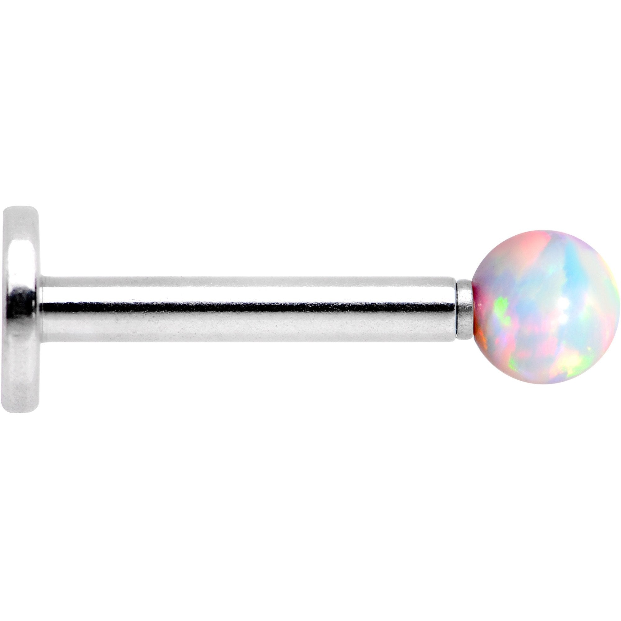 5/16 White Faux Opal 3mm Ball Internally Threaded Labret Monroe