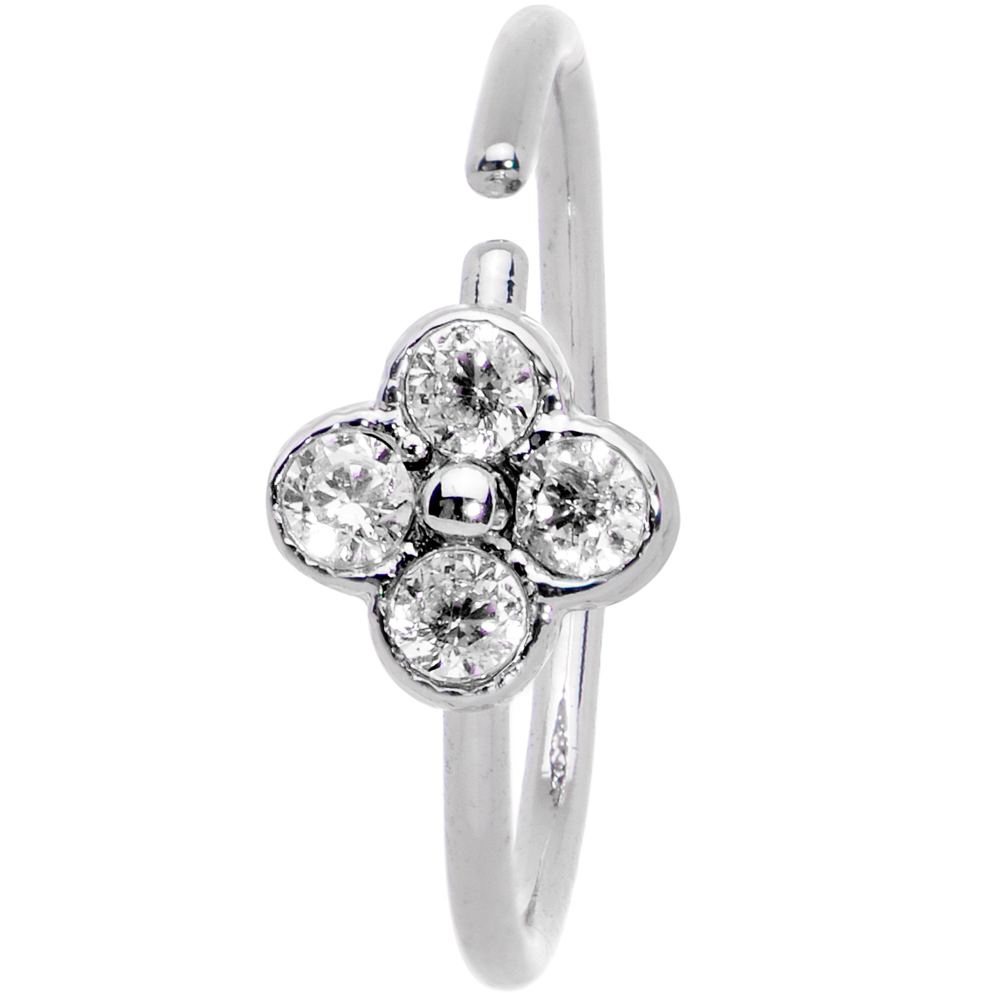 20 Gauge 3/8 Clear Gem Star Flower Seamless Circular Ring