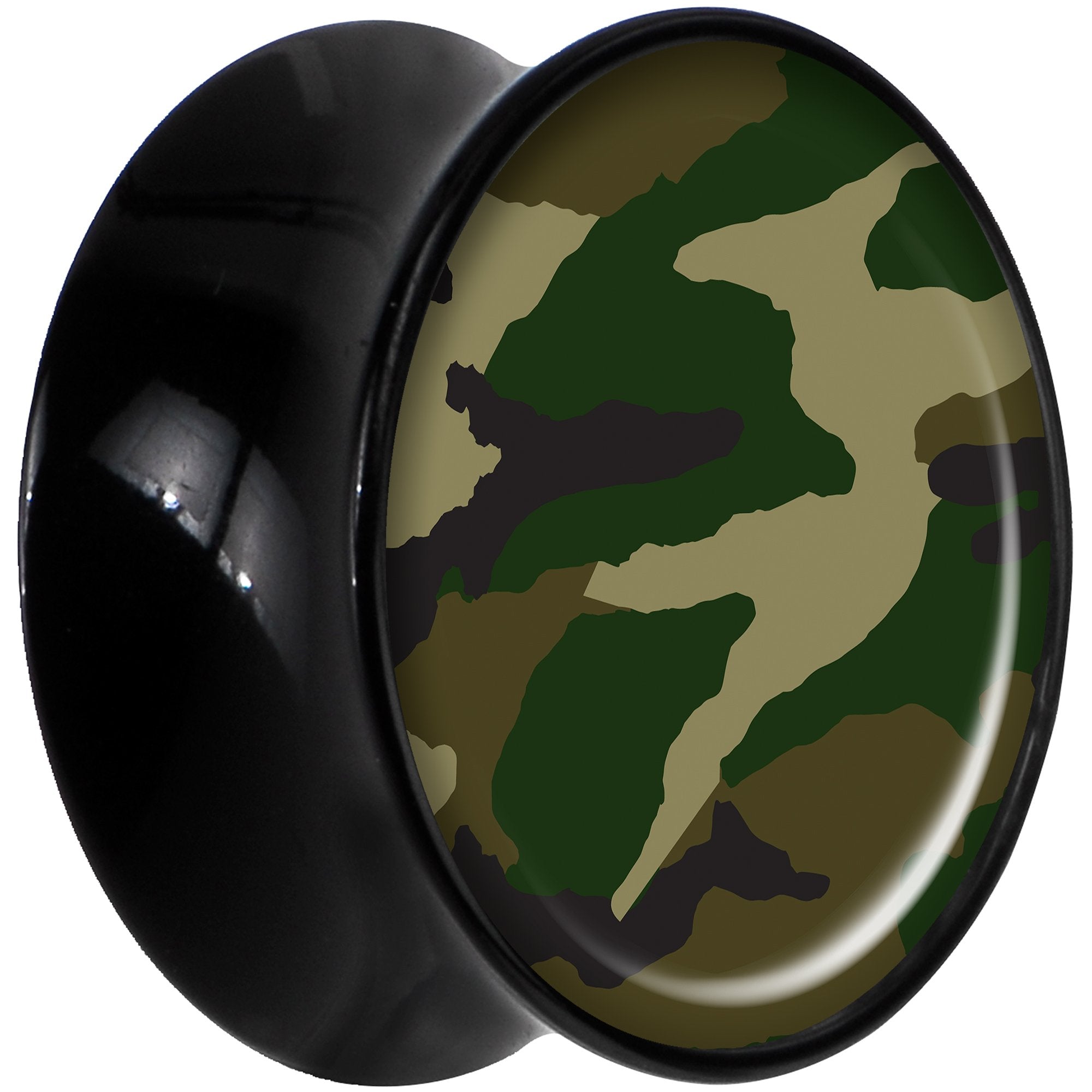 Black Acrylic Woodland Camo Print Saddle Plug Set 5/8