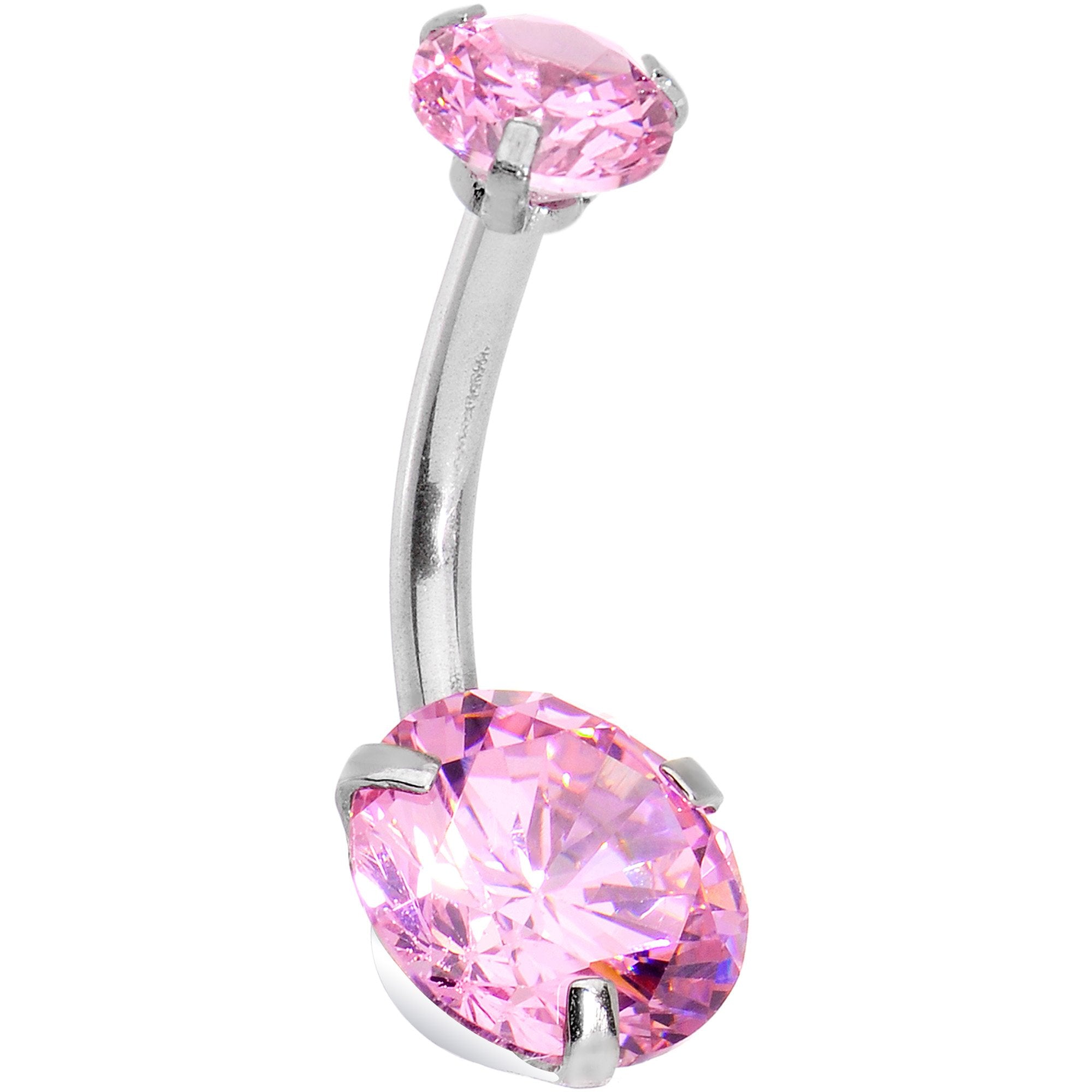 Pink CZ Gem Icy Bling Dangle Belly Ring