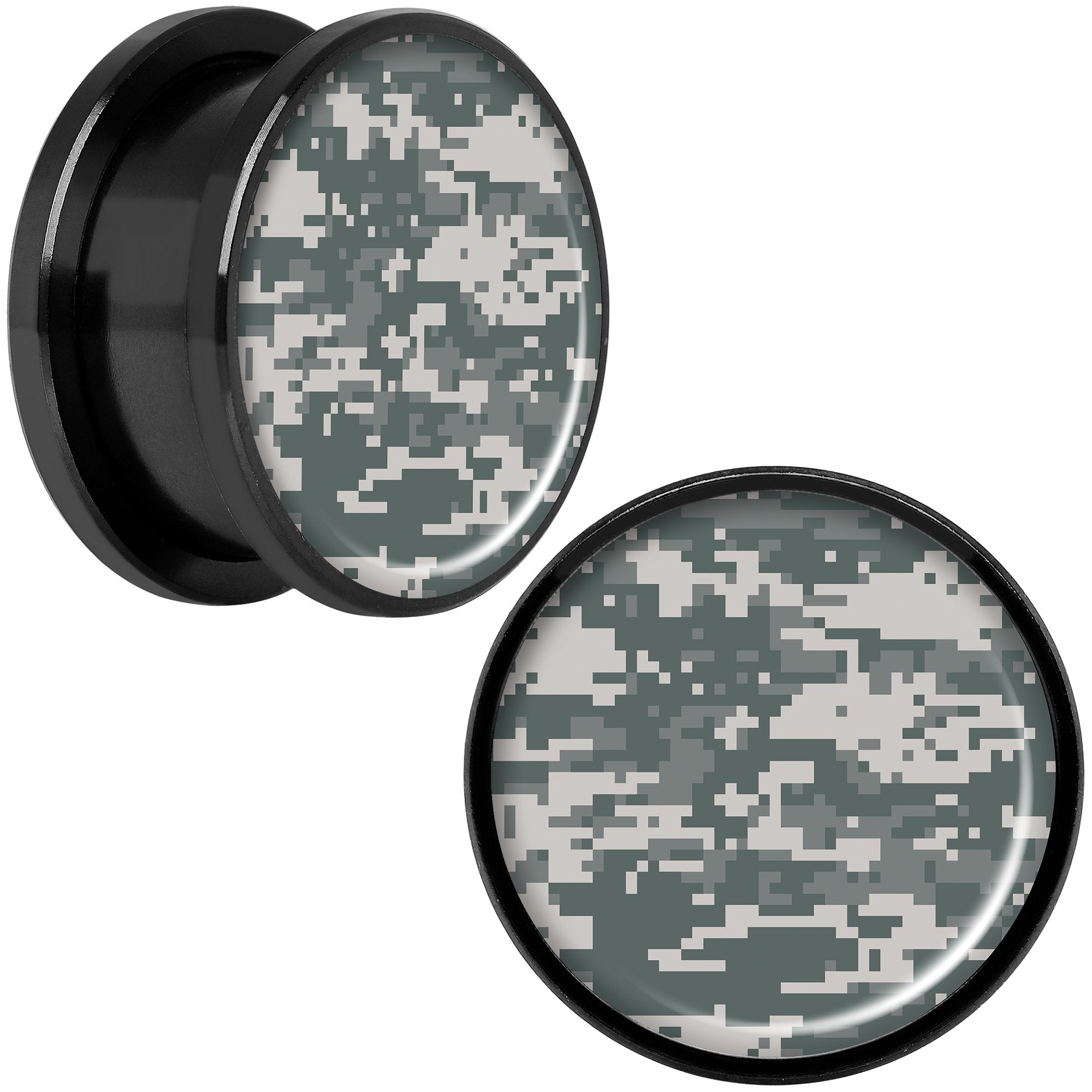 Digital Camo Print Black Anodized Screw Fit Plug Set 18mm