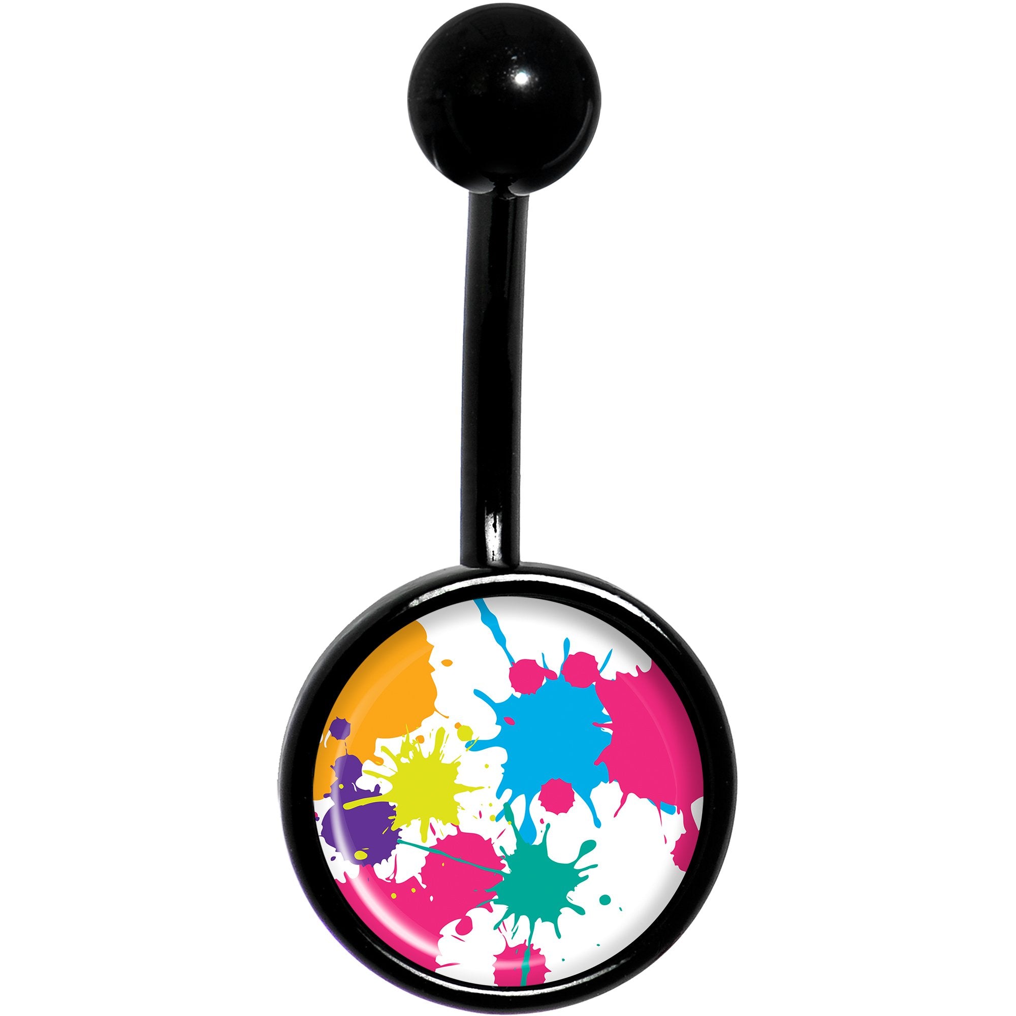 Pink Green Blue Color Splash Black Belly Ring