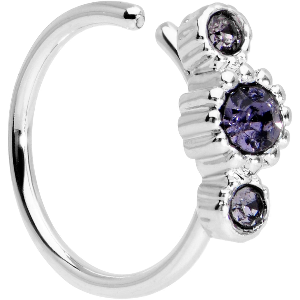 5/16" Purple CZ Gem Fashion Fusion Seamless Circular Ring