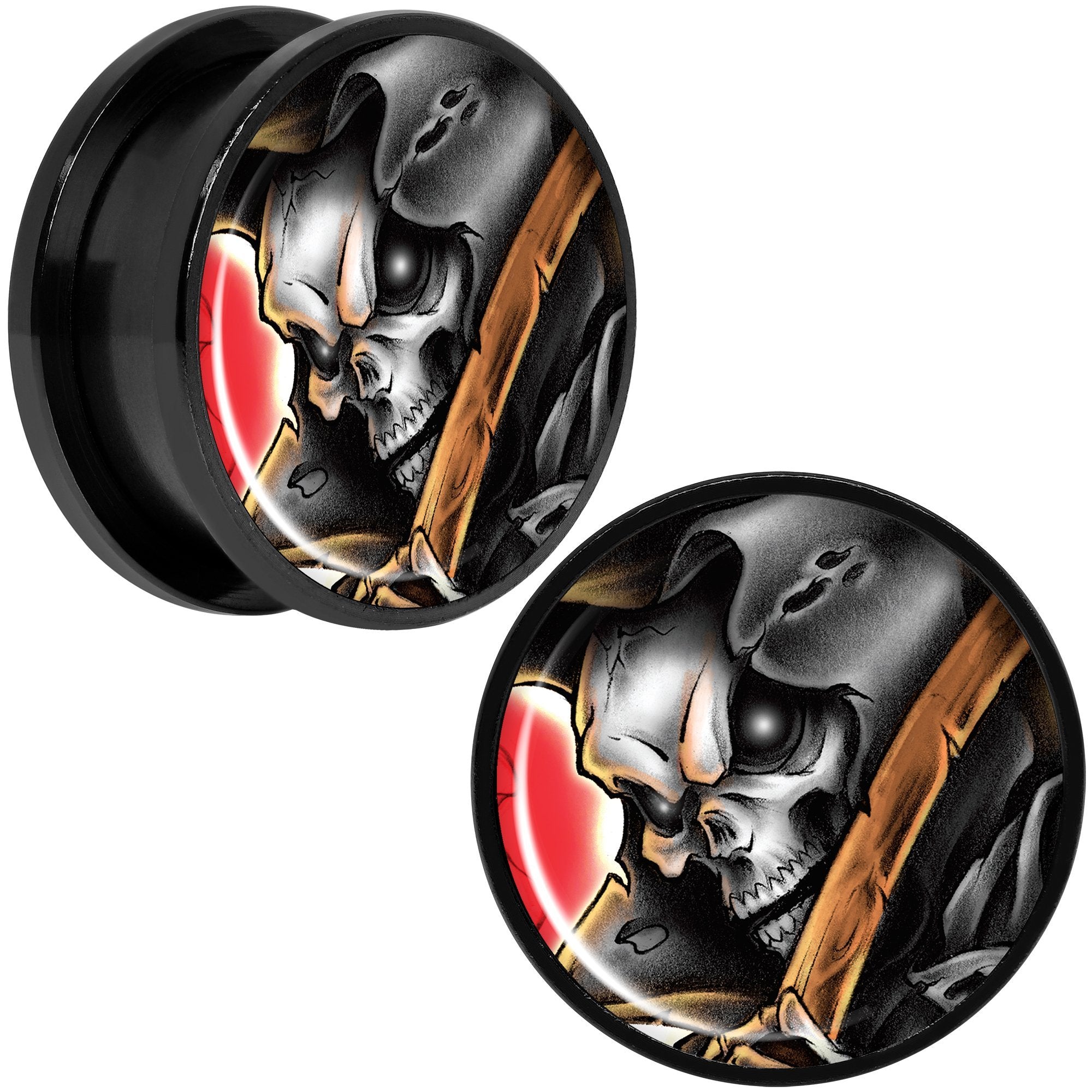 Wake the Dead Grim Reaper Halloween Black Anodized Plug Set 5mm to 16mm