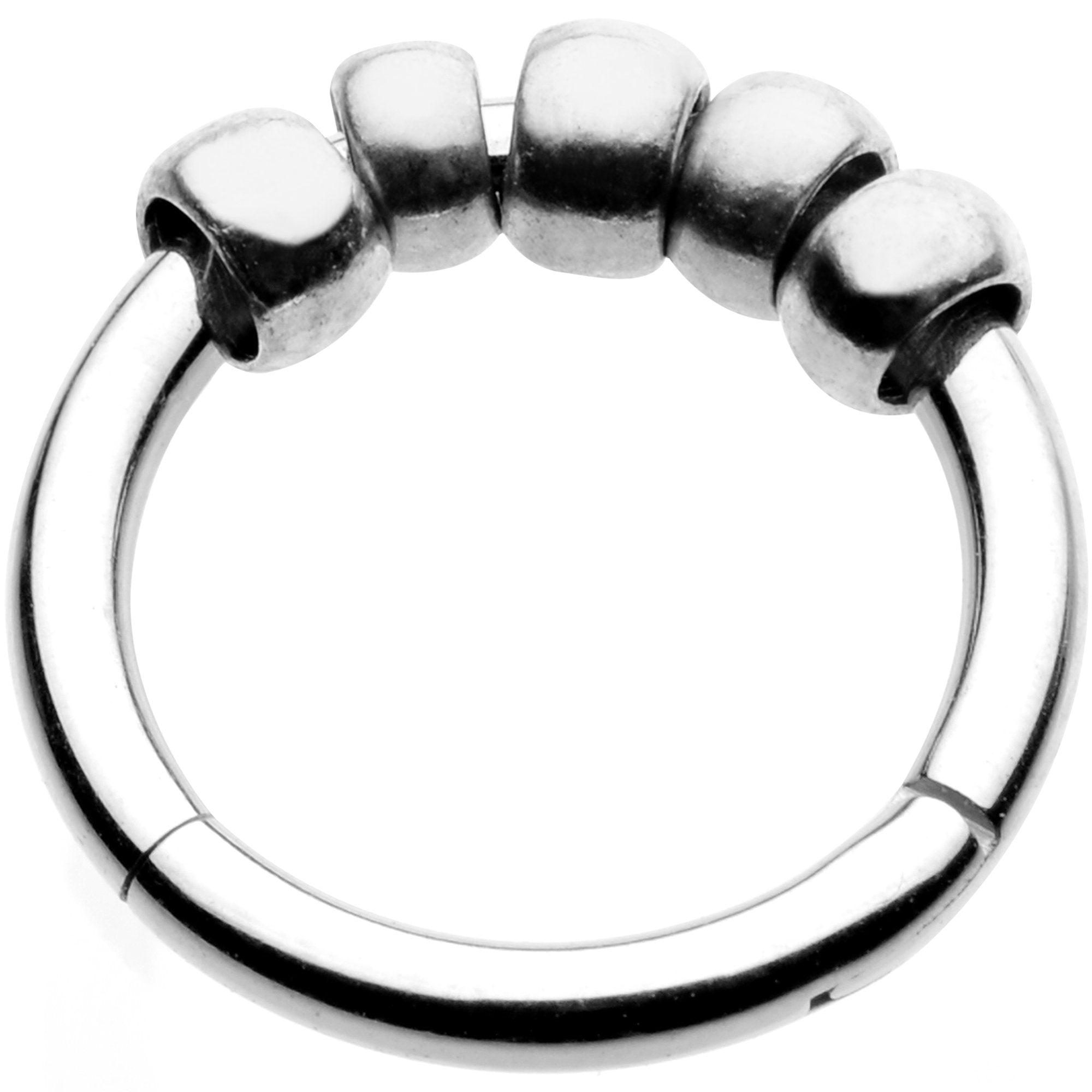 5/16 Silver Tone Classic Bead Hinged Segment Ring Circular Barbell