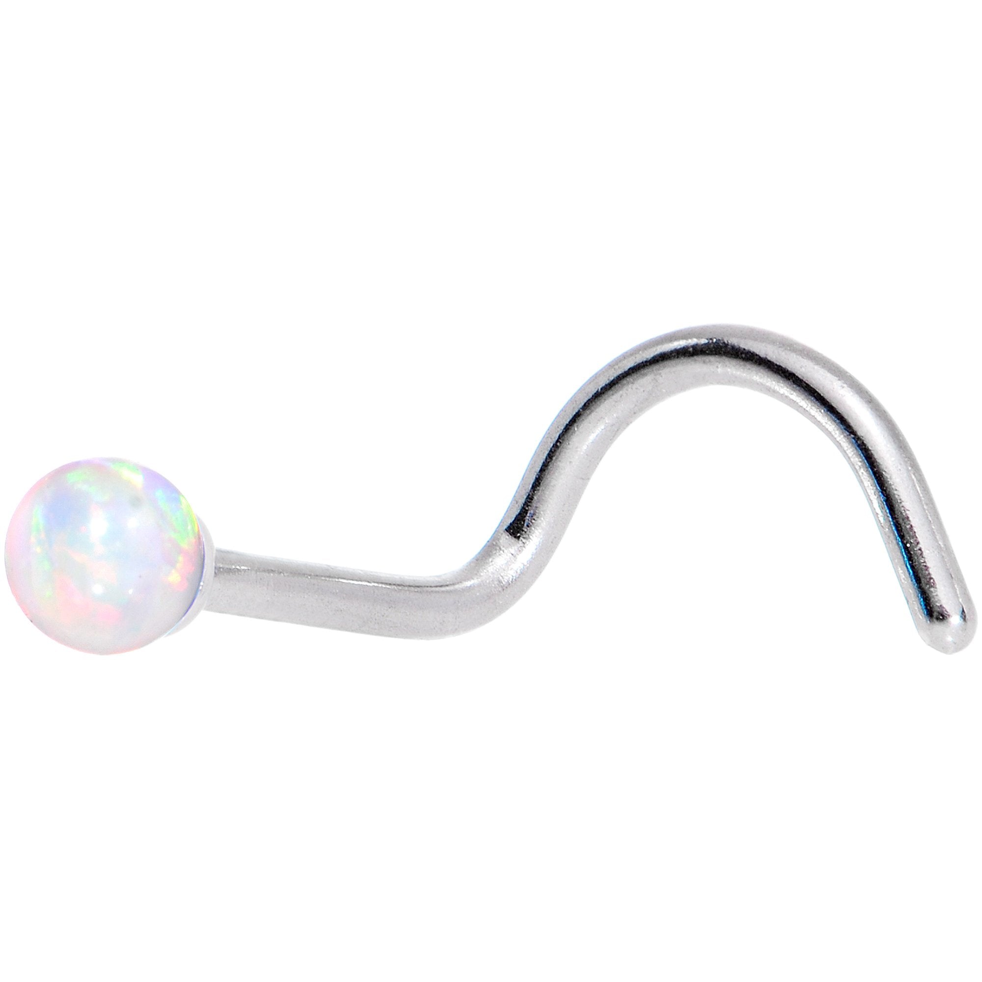 White 2.5mm Synthetic Opal Ball Left Nose Screw